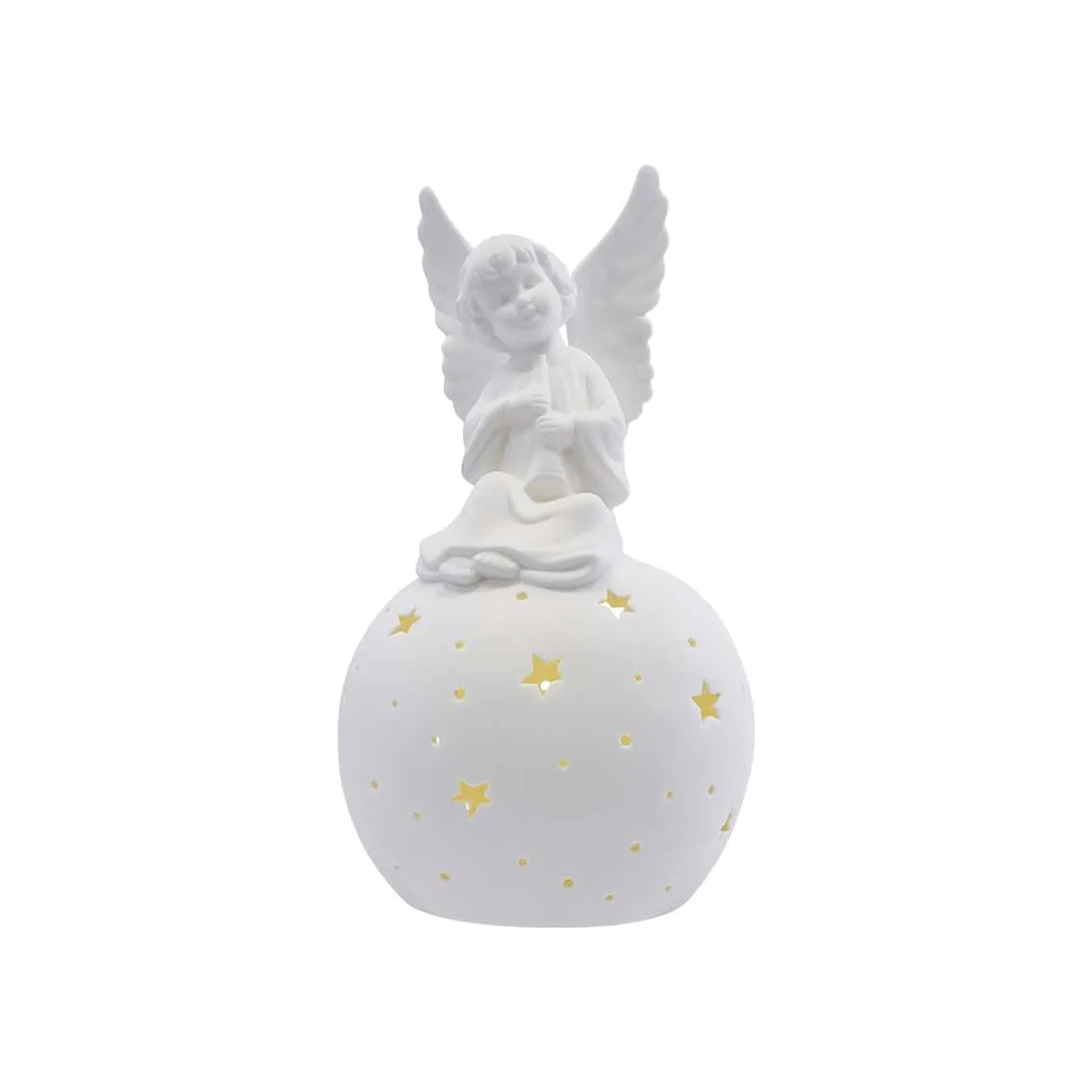 LED ceramic angel, indoor, warm white, 2xAA