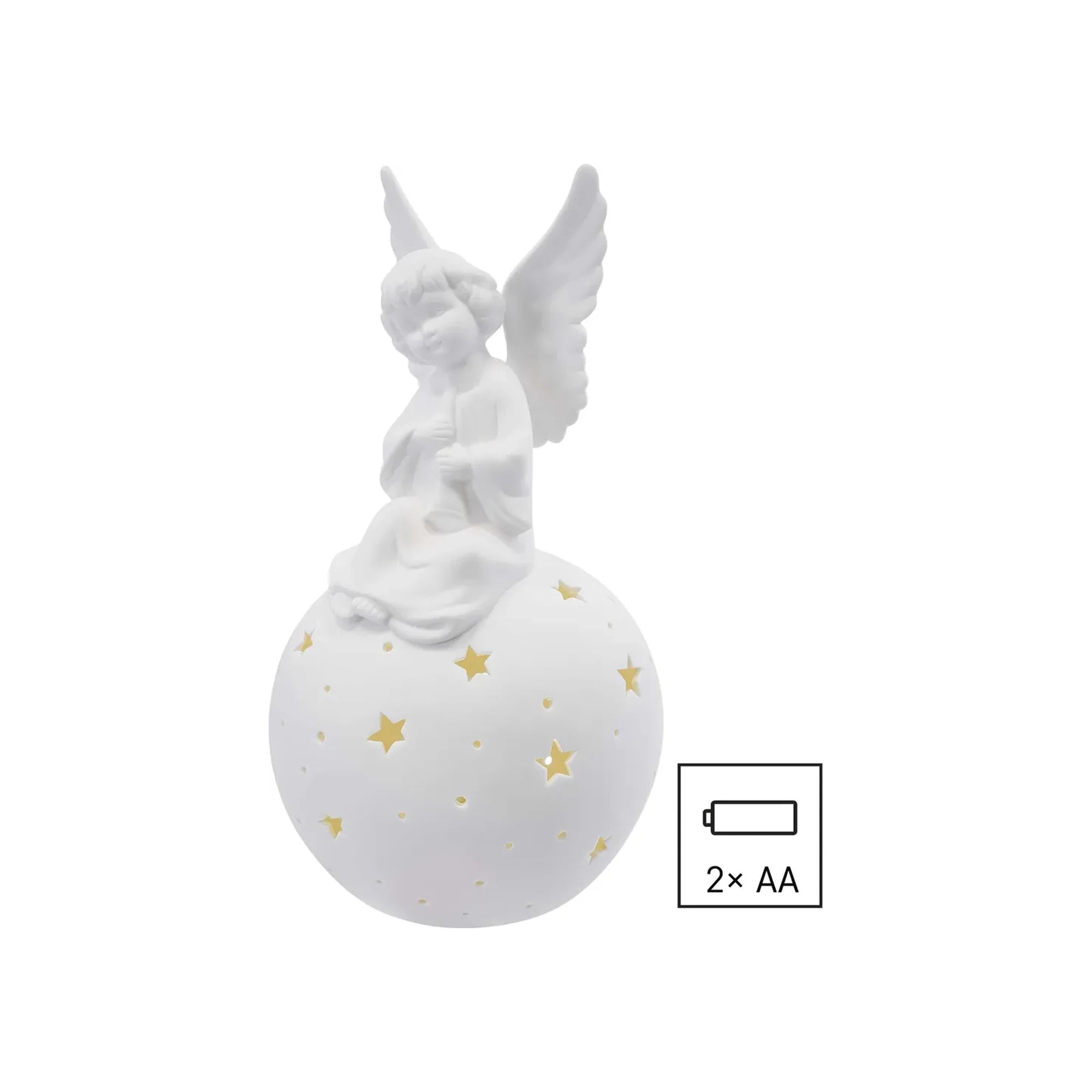 Anđeo, keramički, LED, toplo bijela, 2xAA, IP20, 29cm