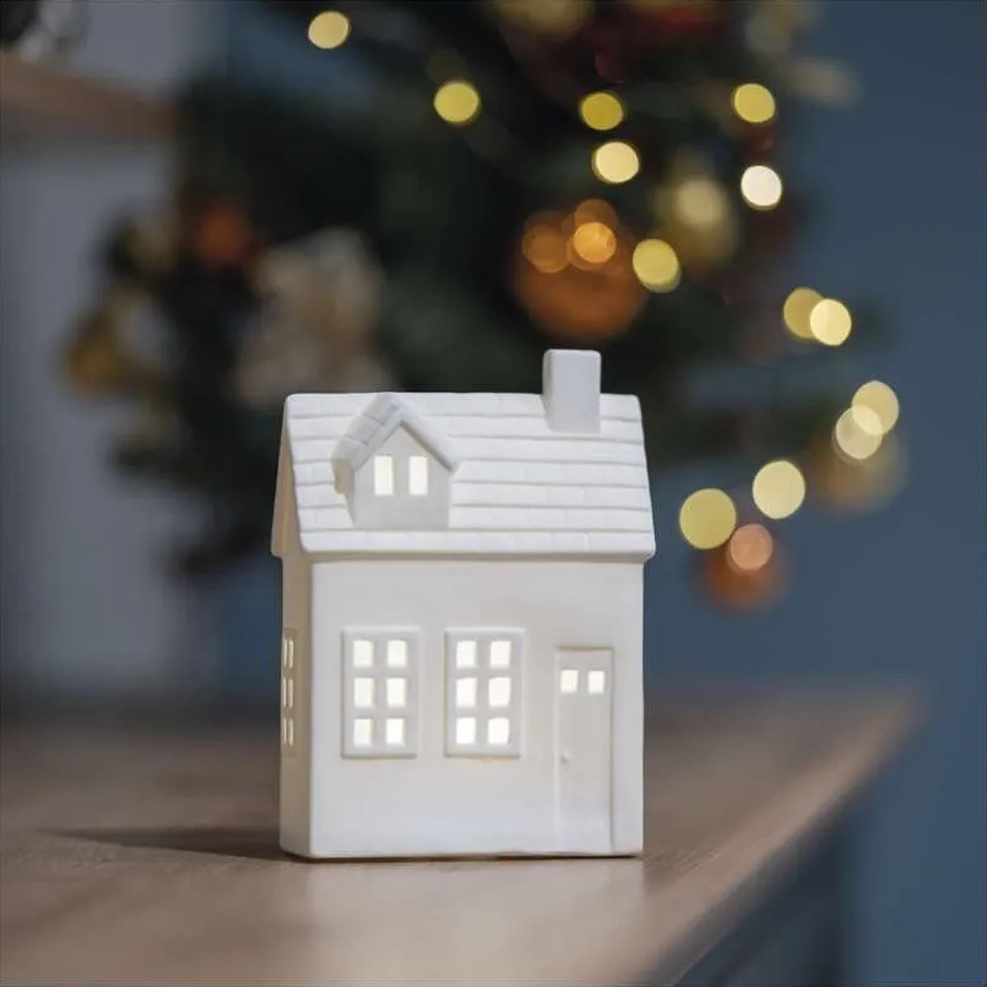 Keramička kućica, LED, toplo bijela, 1xCR2032, IP20, 17.9cm