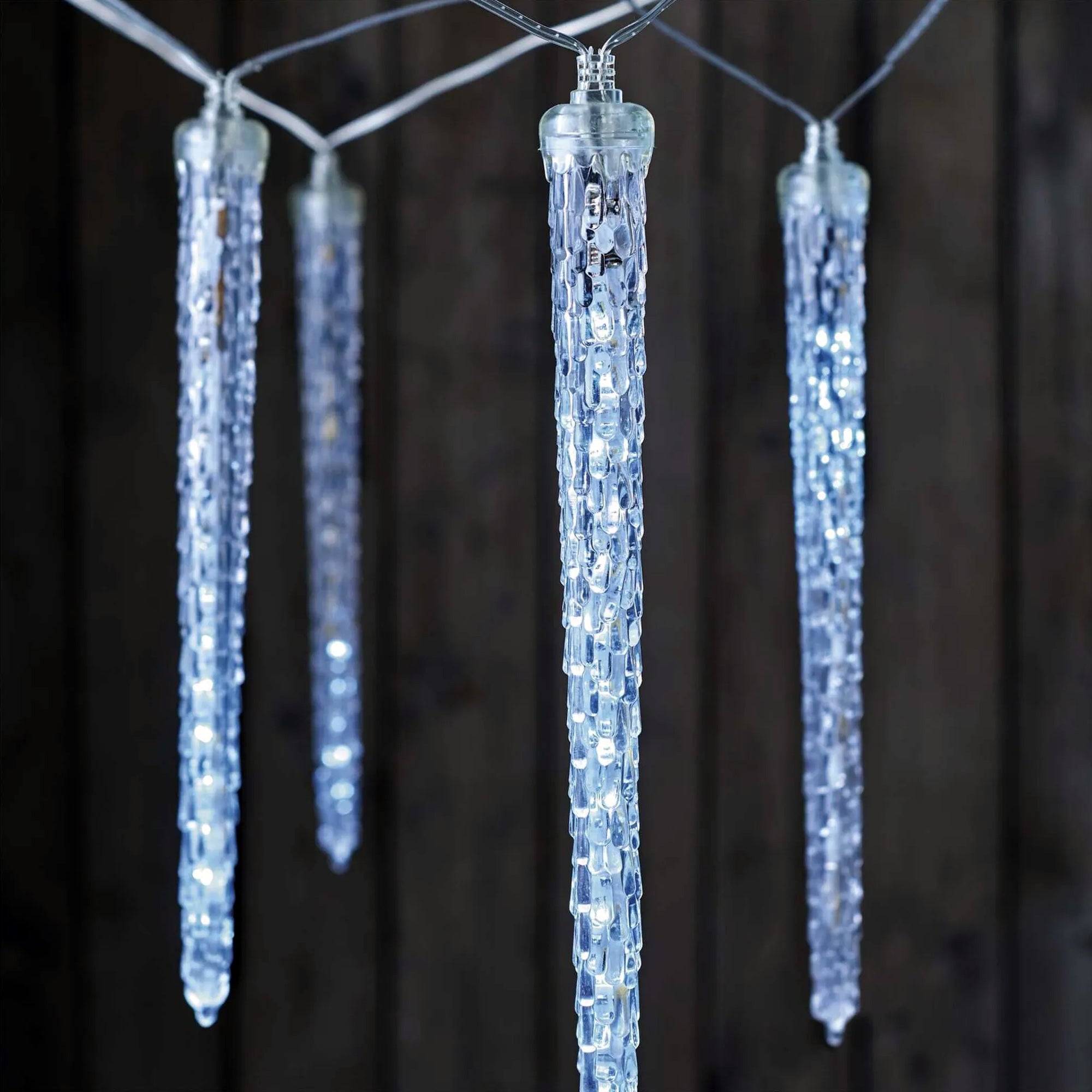 LED Christmas garland, 10 icicles, indoor and outdoor, cool white, 3.6m
