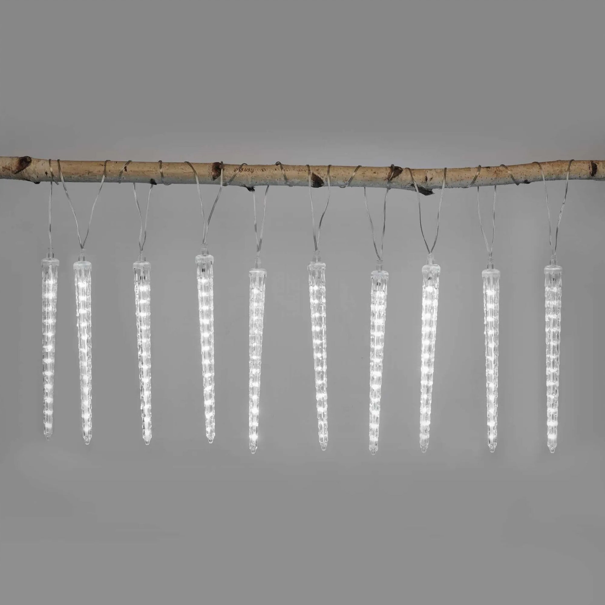 LED Christmas garland, 10 icicles, indoor and outdoor, cool white, 3.6m