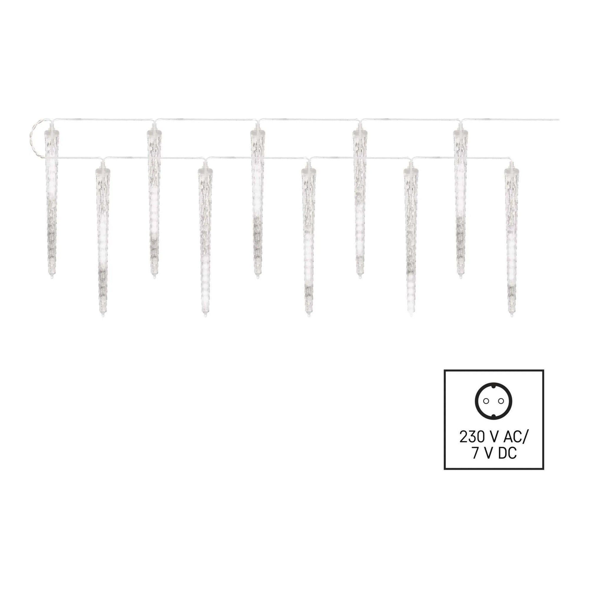 LED Christmas garland, 10 icicles, indoor and outdoor, cool white, 3.6m