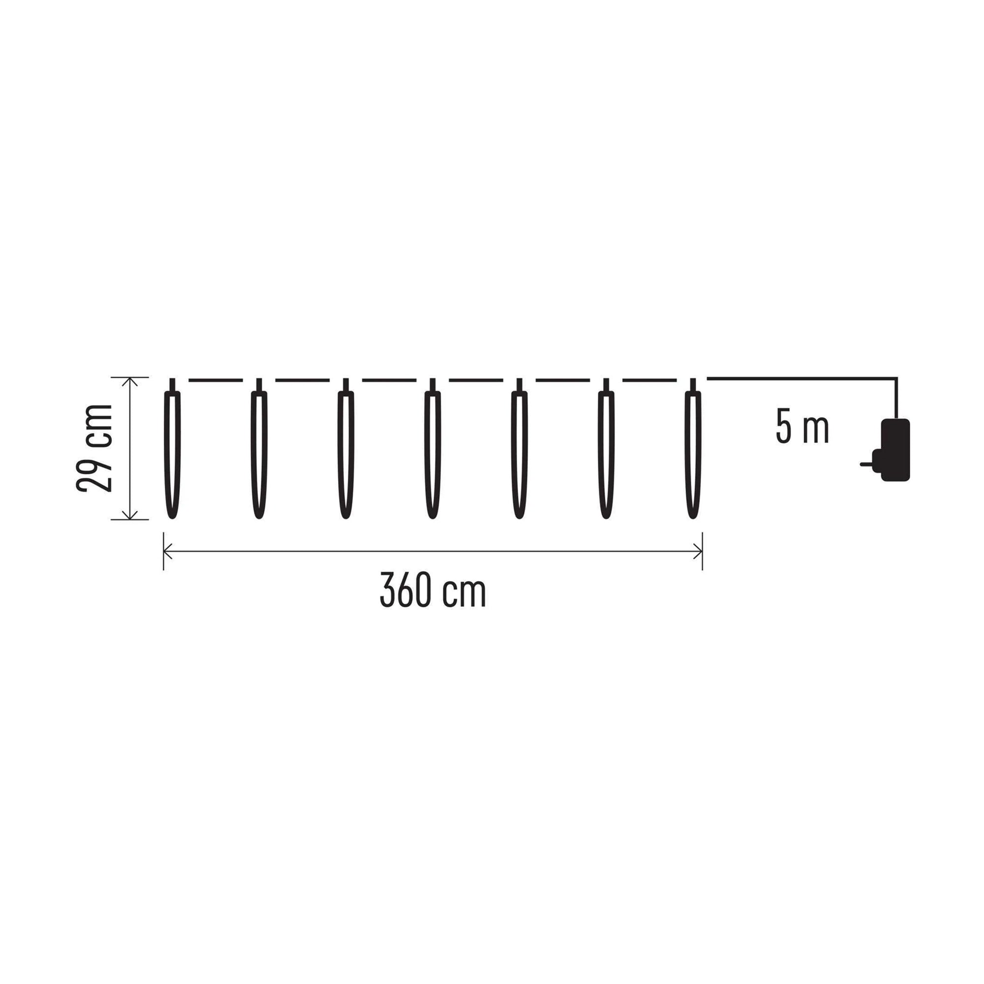 LED Christmas garland, 10 icicles, indoor and outdoor, cool white, 3.6m