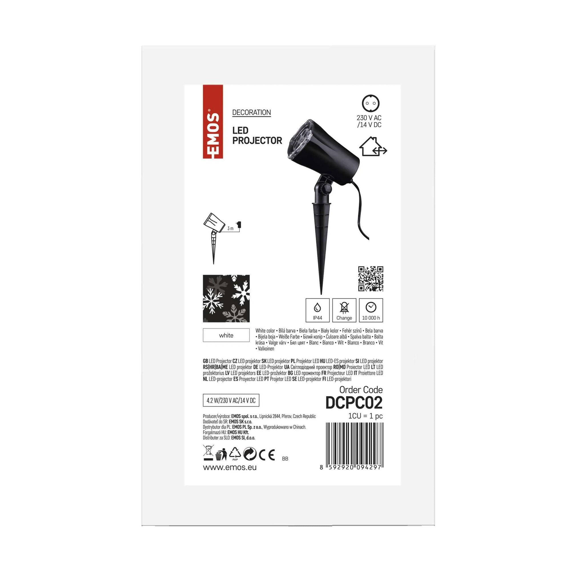 LED Christmas projector, snowflakes, indoor and outdoor, cool white