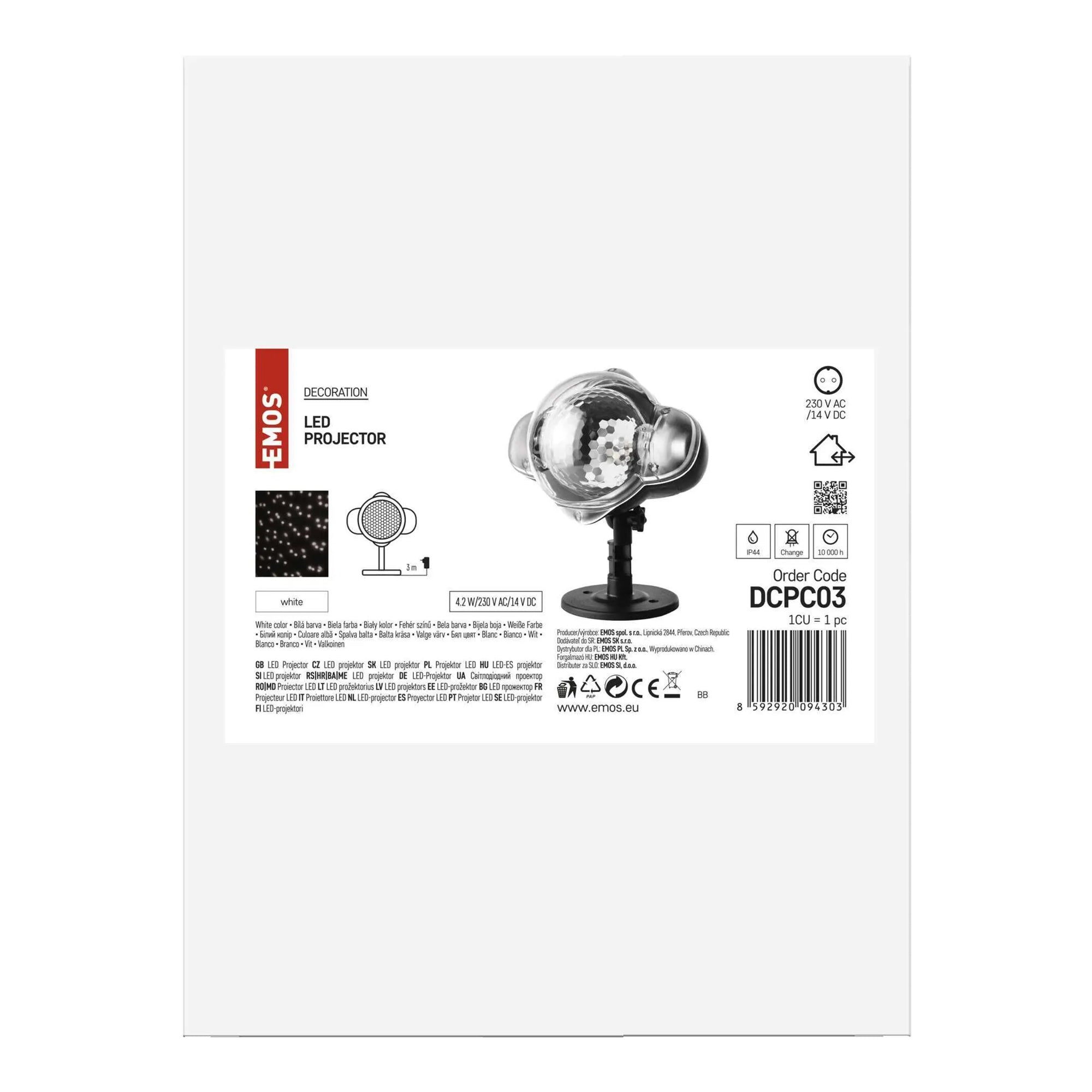 LED Christmas projector, snow, indoor and outdoor, cool white