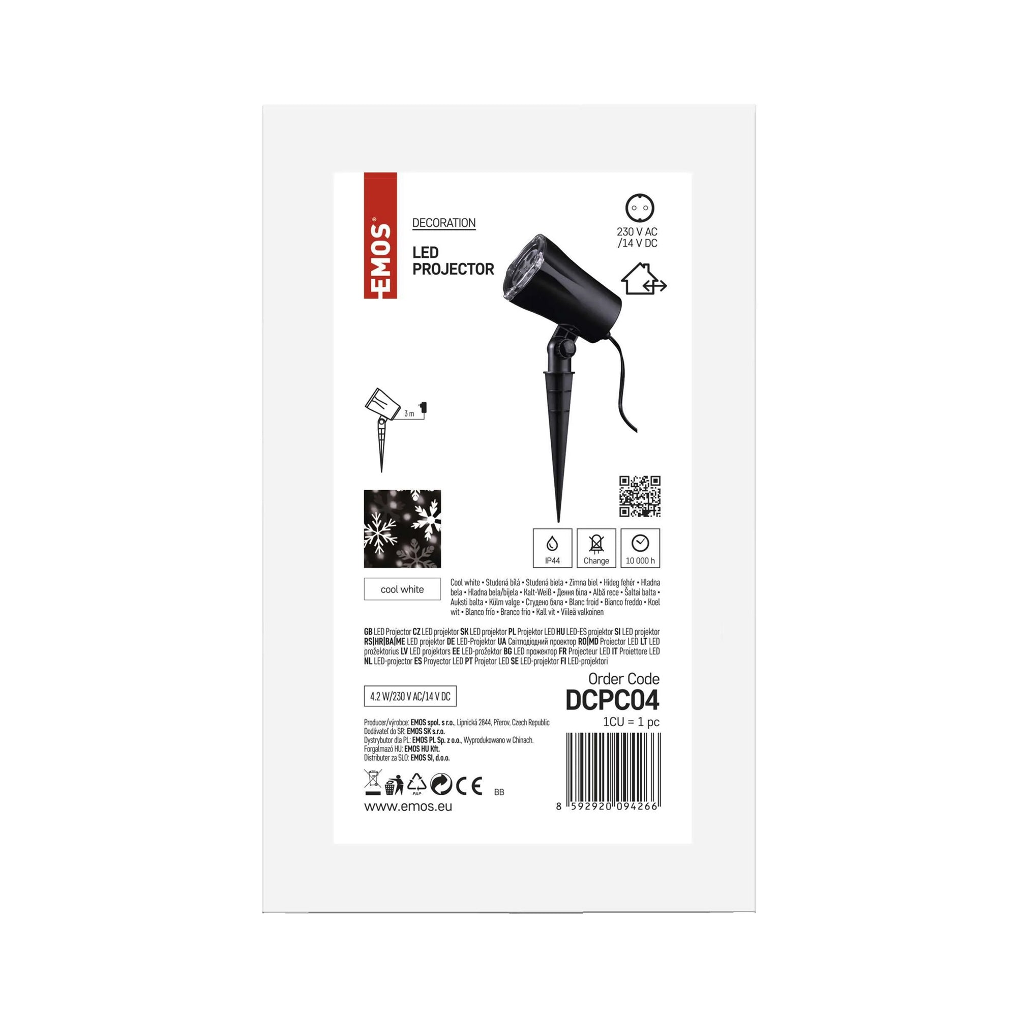 LED Christmas projector, snow and snowflakes, indoor and outdoor, cool white