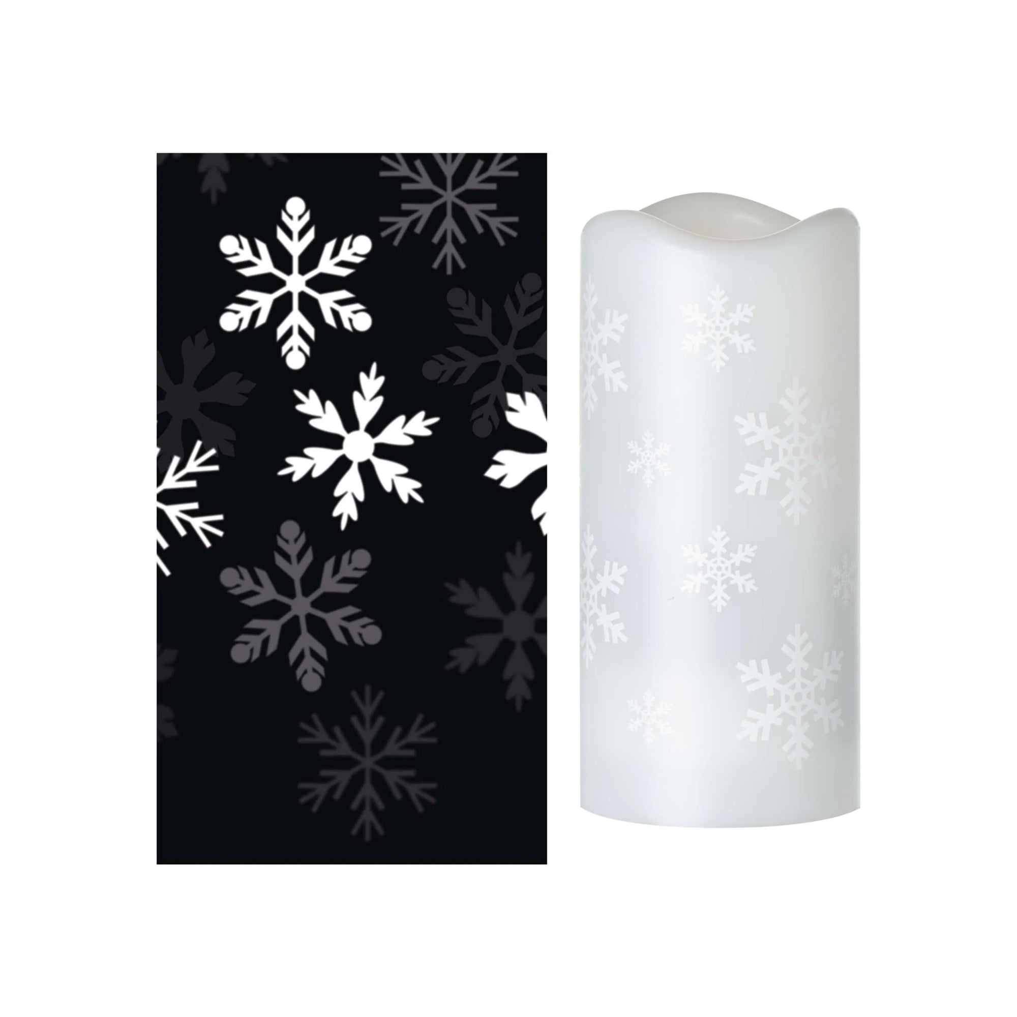 LED Christmas projector, snowflakes, indoor, cool white, 3xAAA