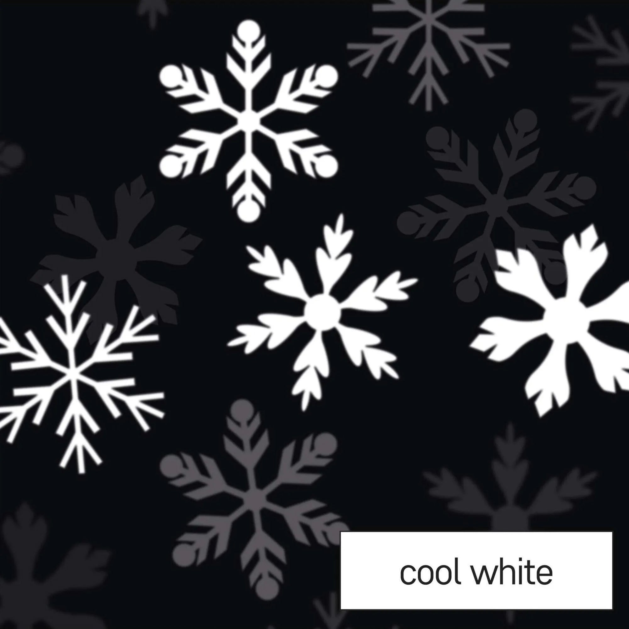 LED Christmas projector, snowflakes, indoor, cool white, 3xAAA