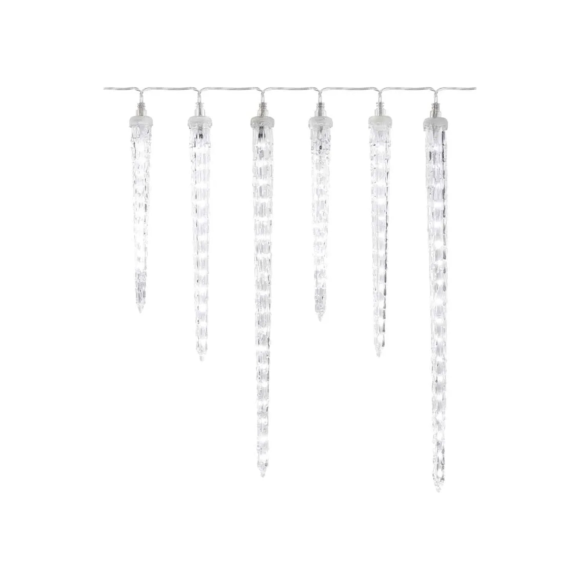 LED Christmas garland, 6 icicles, indoor and outdoor, cool white, 2m