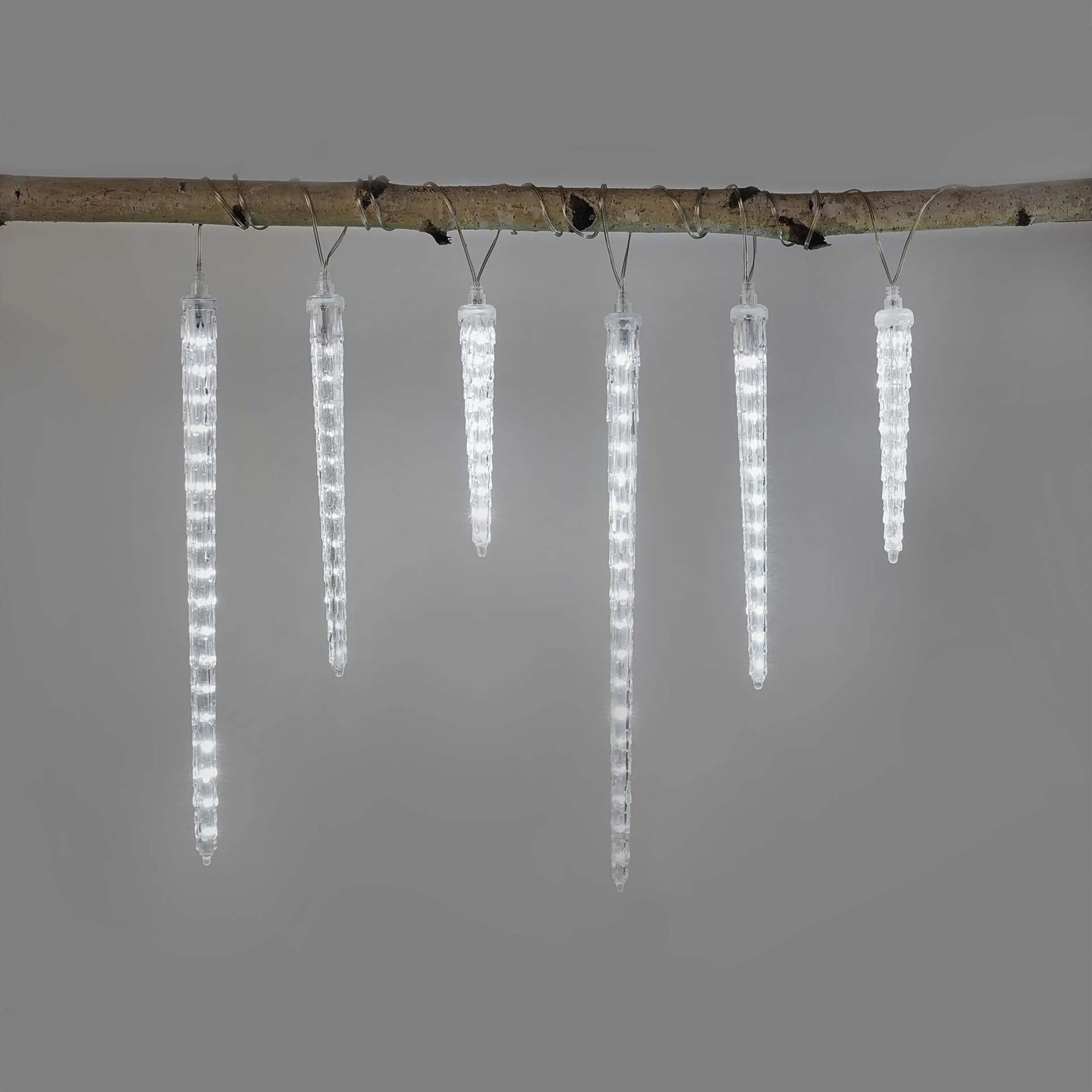 LED Christmas garland, 6 icicles, indoor and outdoor, cool white, 2m