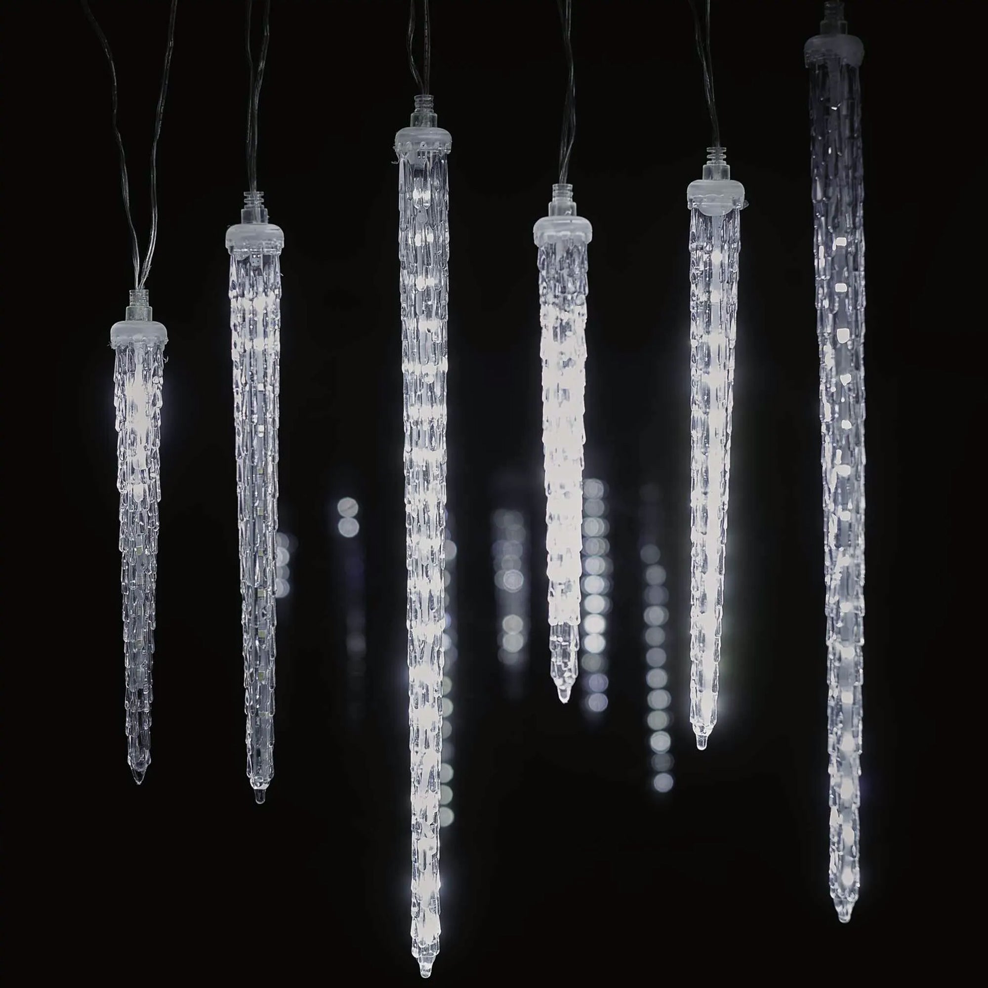 LED Christmas garland, 6 icicles, indoor and outdoor, cool white, 2m