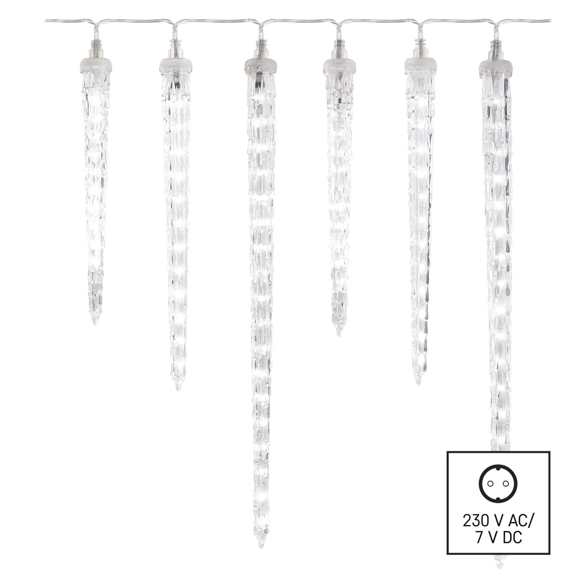 LED Christmas garland, 6 icicles, indoor and outdoor, cool white, 2m