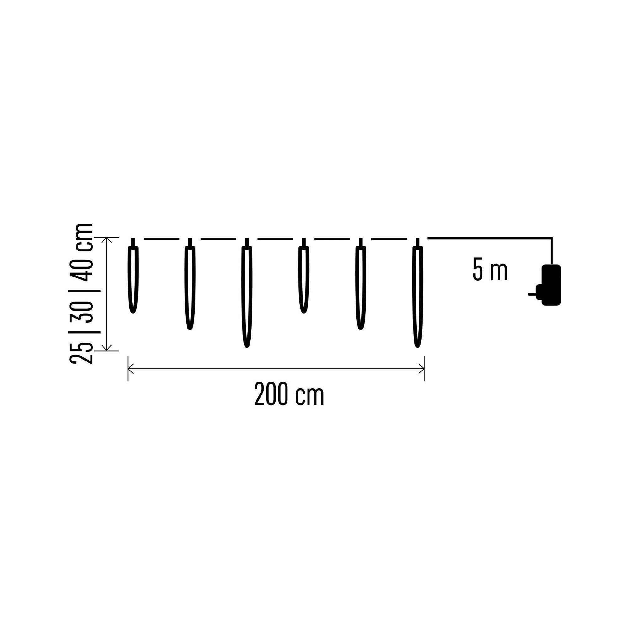 LED Christmas garland, 6 icicles, indoor and outdoor, cool white, 2m