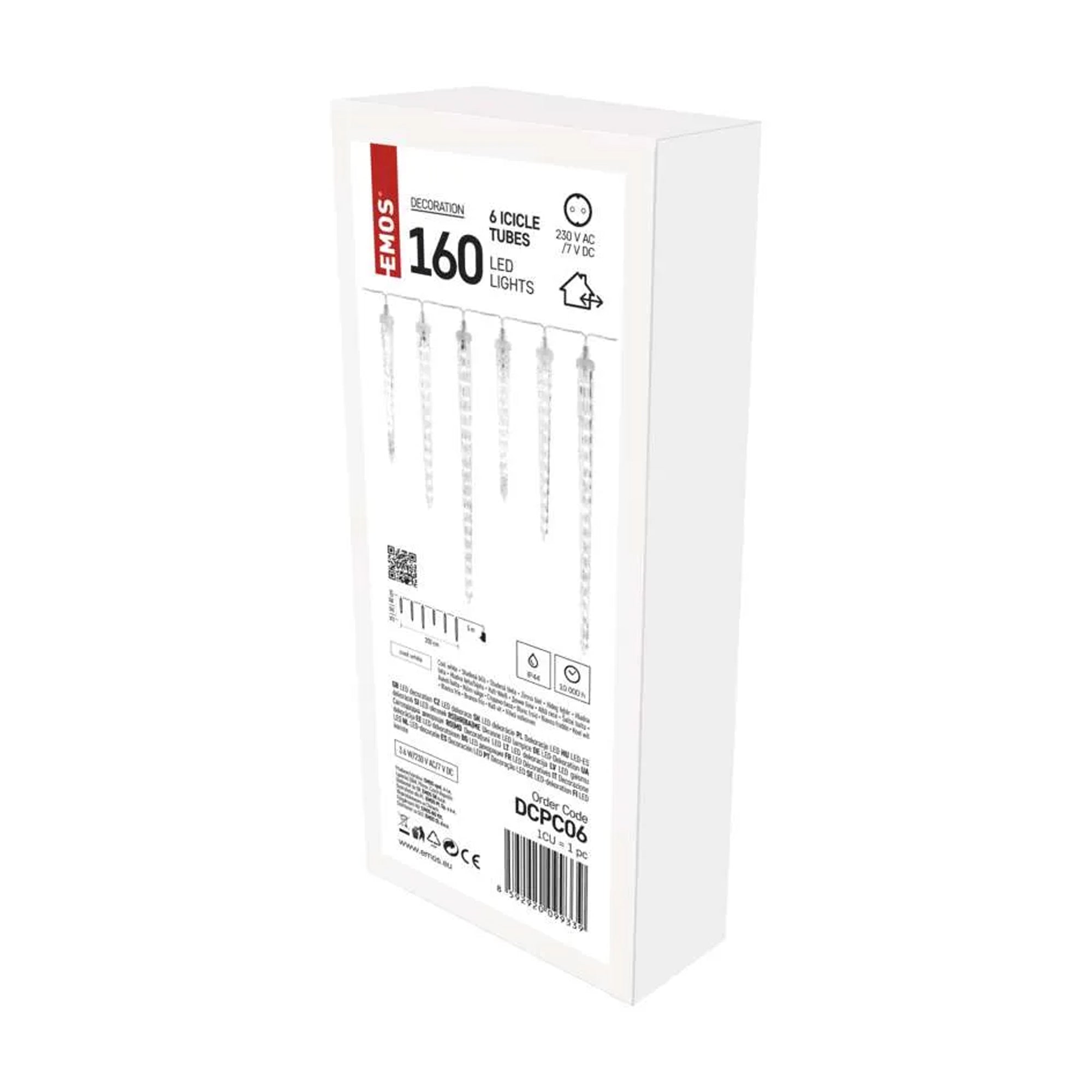 LED Christmas garland, 6 icicles, indoor and outdoor, cool white, 2m