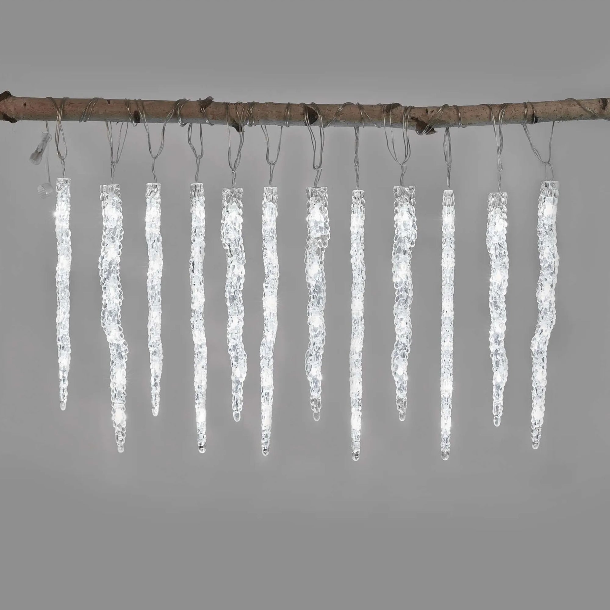 LED Christmas garland, 12 icicles, indoor and outdoor, cool white, 3.6m