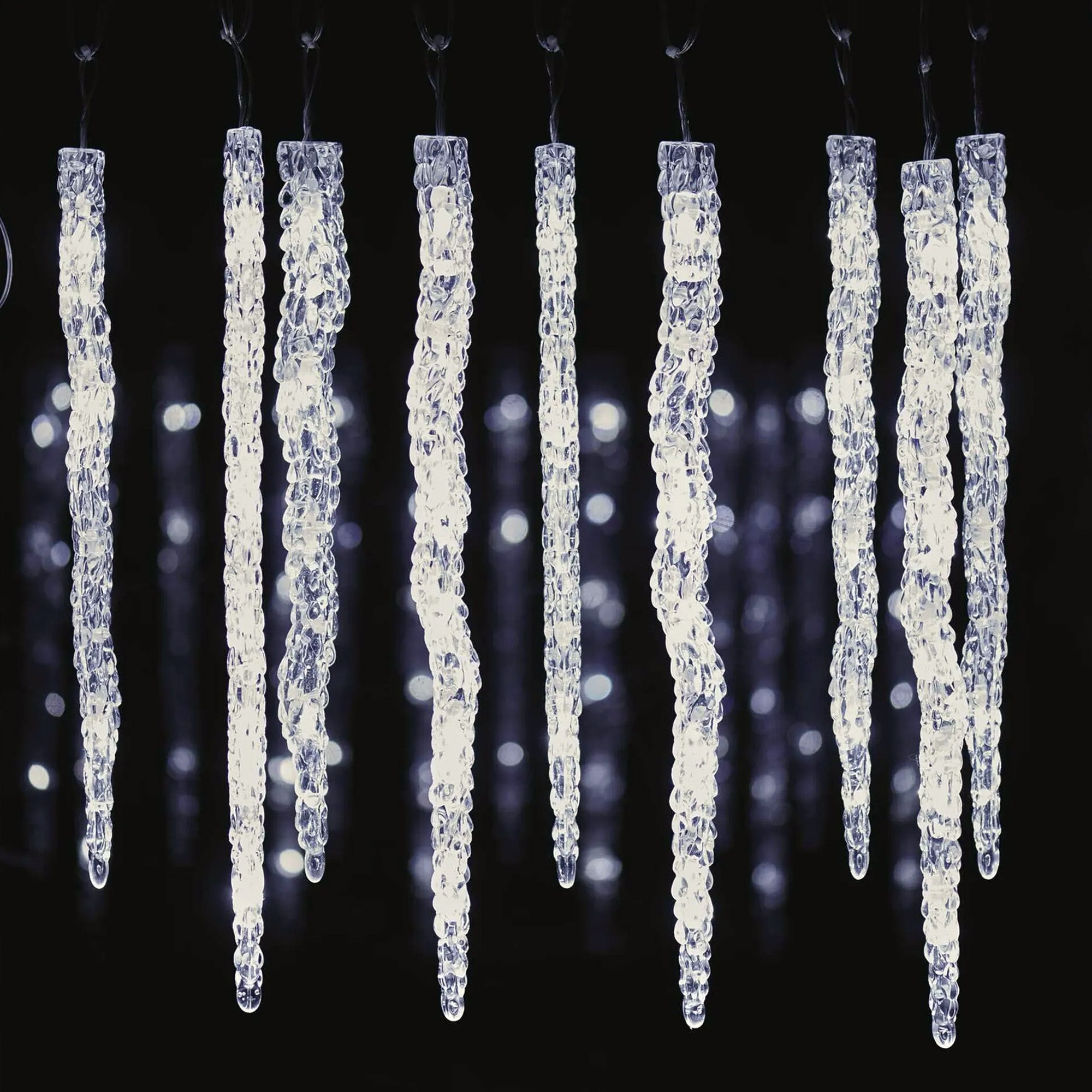 LED Christmas garland, 12 icicles, indoor and outdoor, cool white, 3.6m