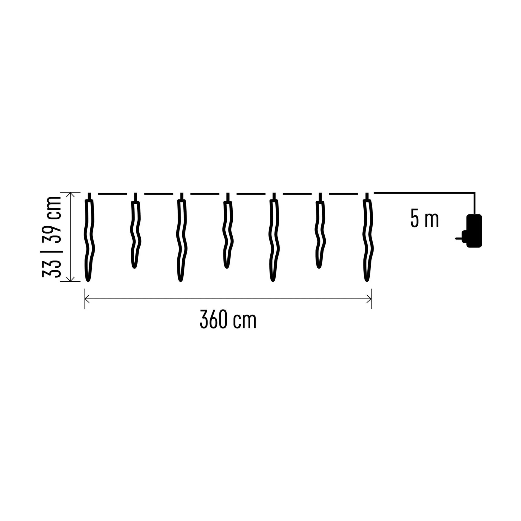 LED Christmas garland, 12 icicles, indoor and outdoor, cool white, 3.6m