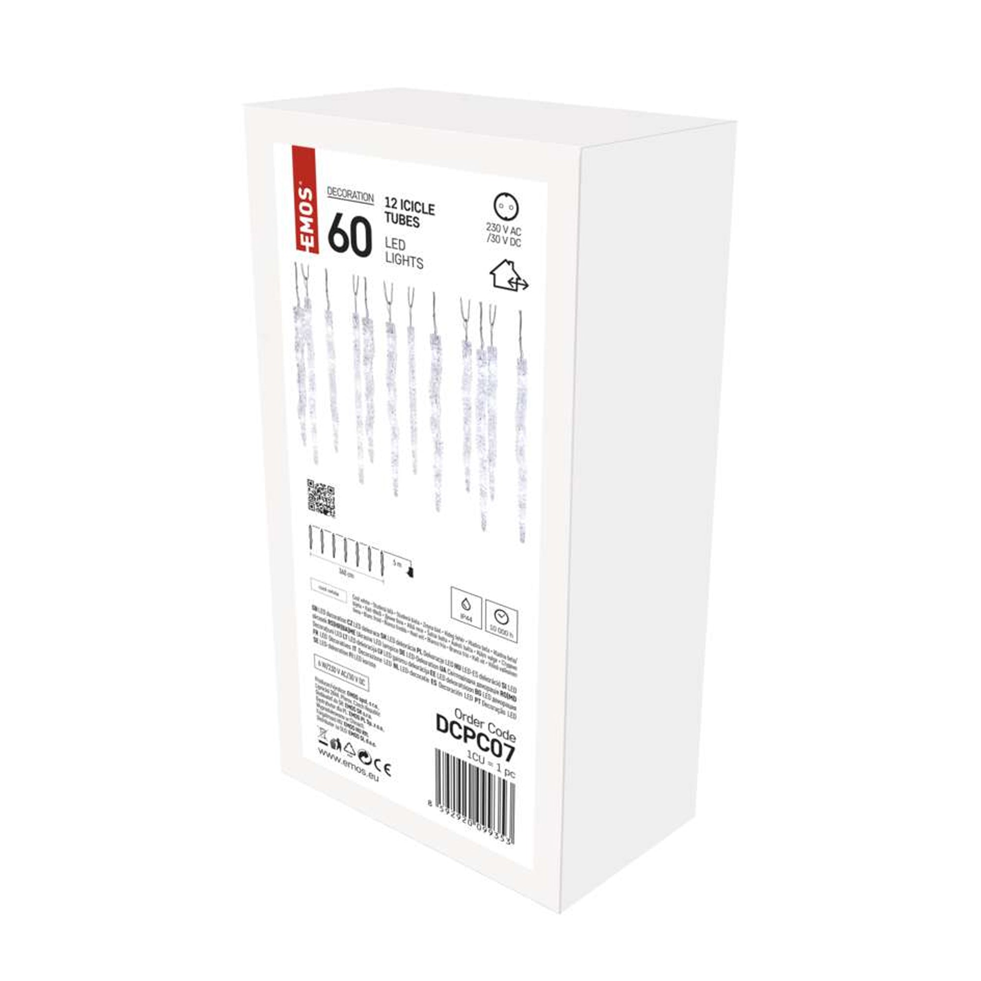 LED Christmas garland, 12 icicles, indoor and outdoor, cool white, 3.6m