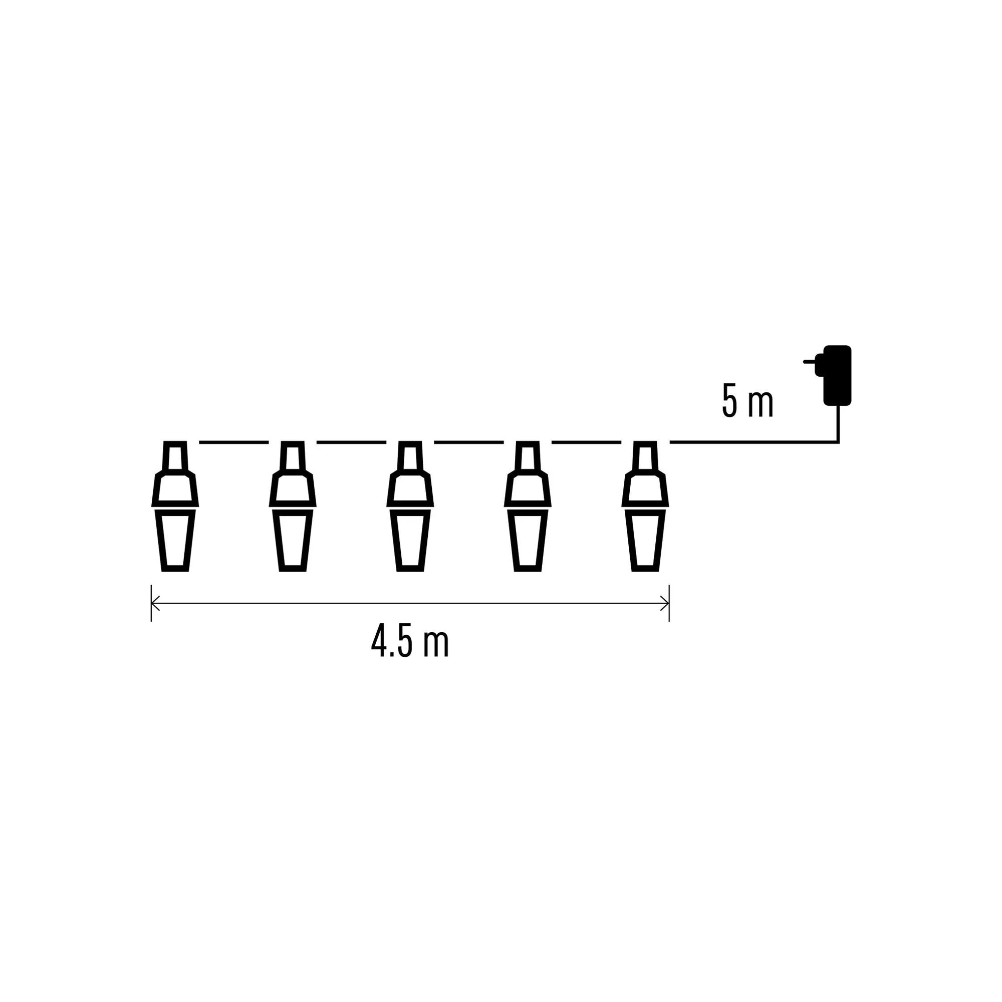 LED rasvjetni lanac, 10 žarulja, efekt pahulja, IP44, 4.5m