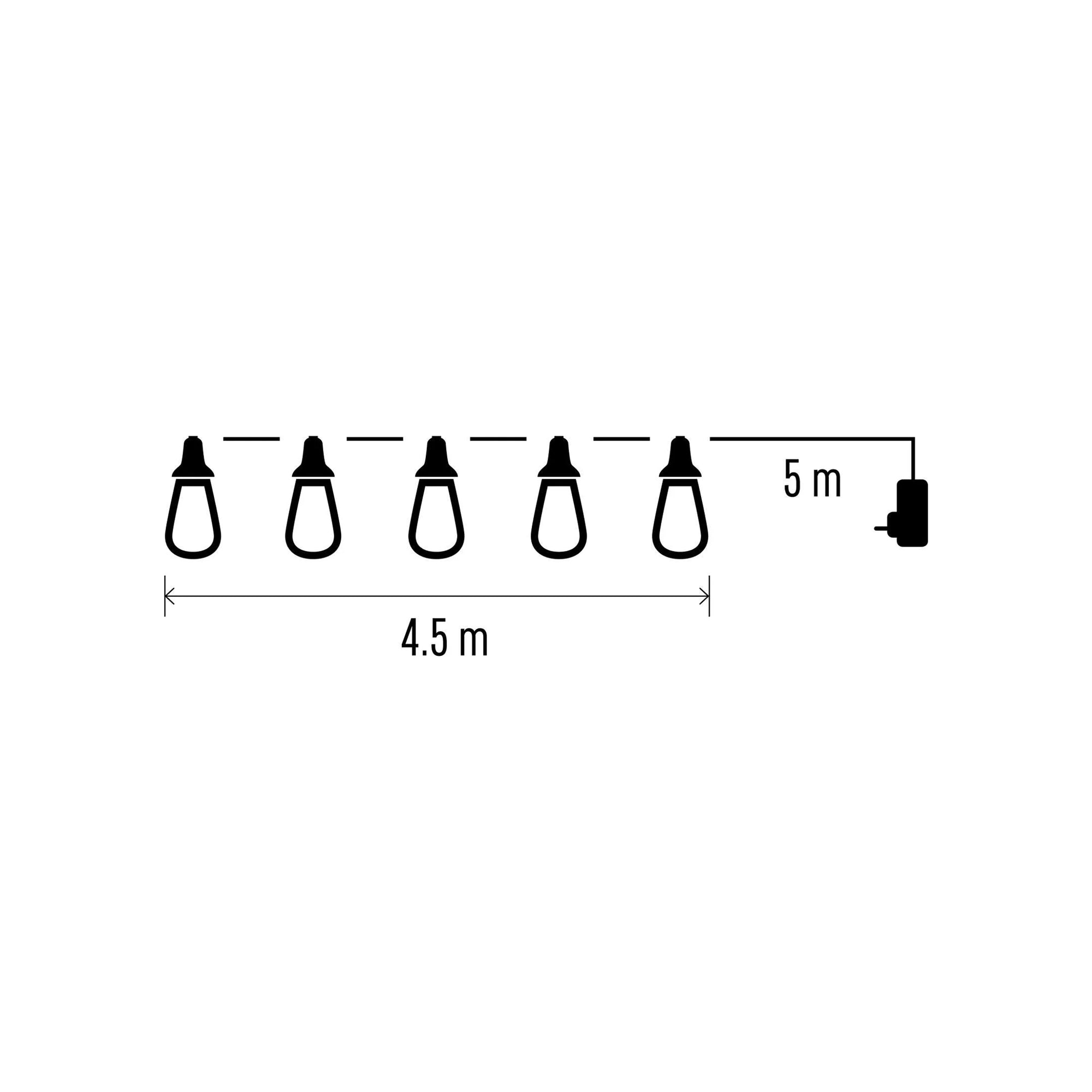LED rasvjetni lanac, 10 žarulja, vintage, IP44, 4.5m