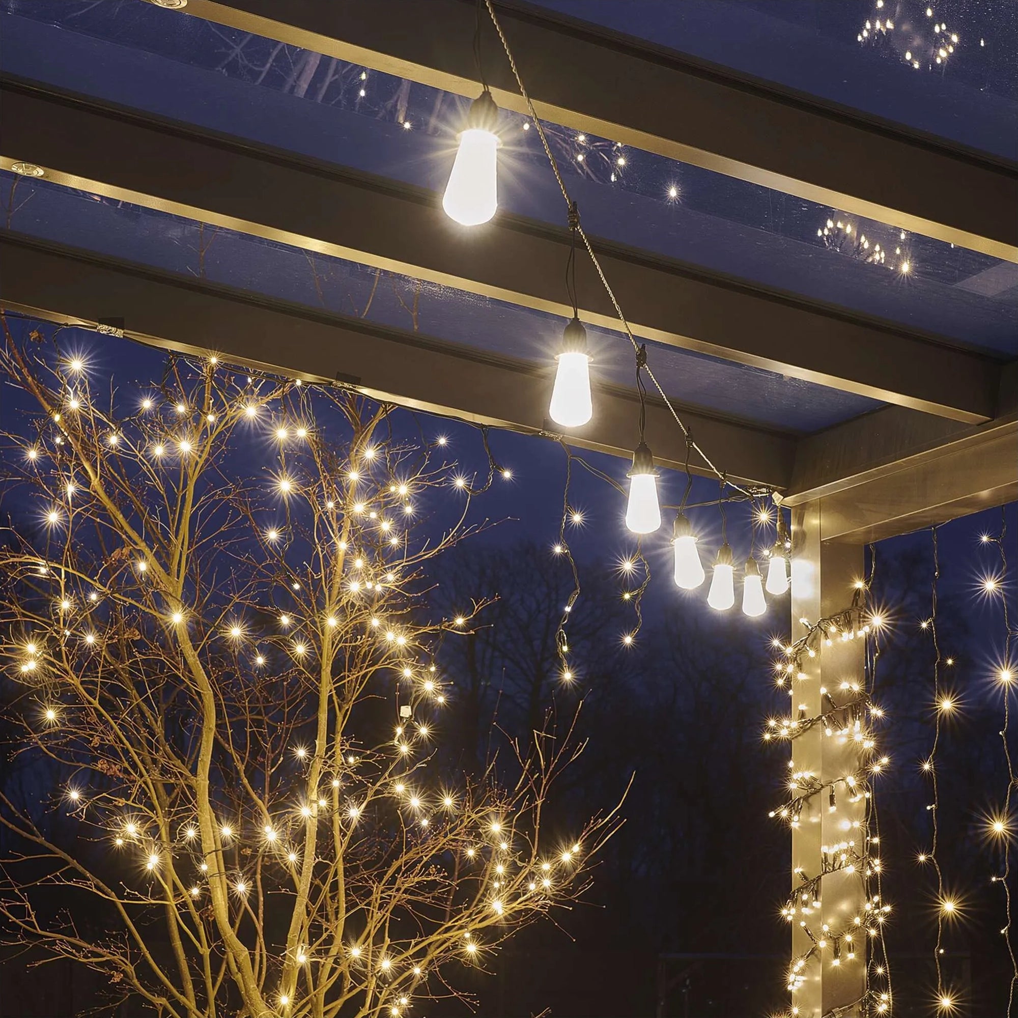 LED rasvjetni lanac, 16 žarulja, prozirne žarulje, IP44, 7.6m