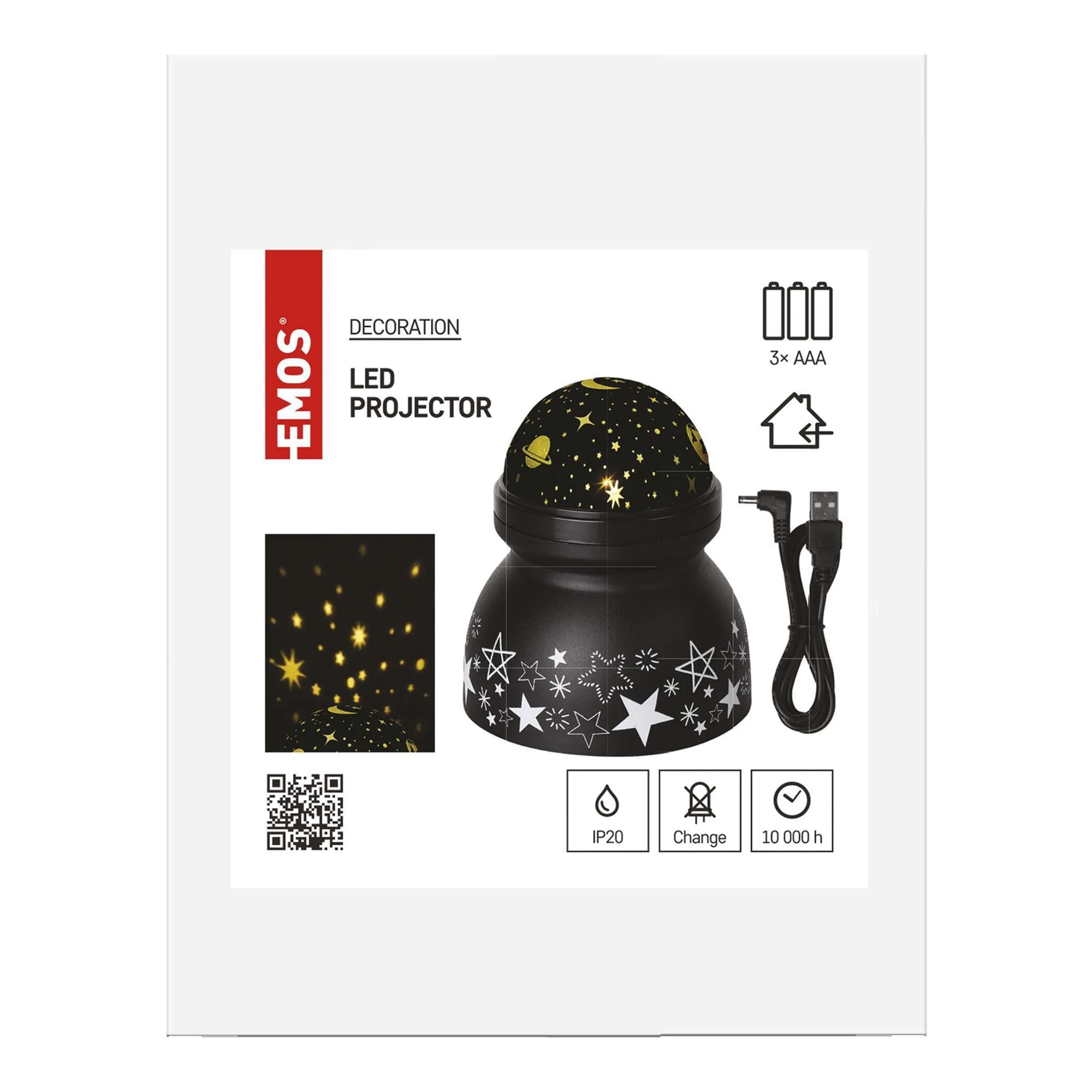 LED Christmas projector, space, indoor, 3xAAA