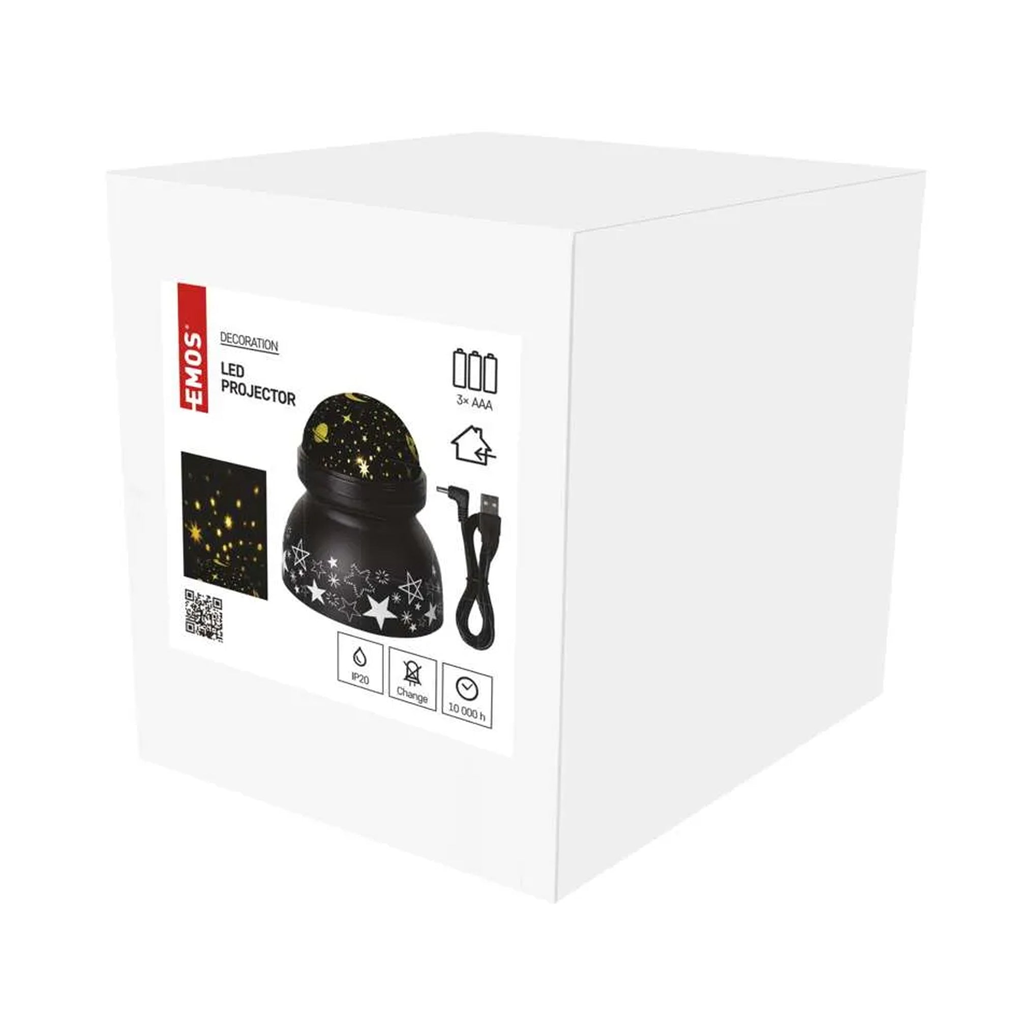 LED Christmas projector, space, indoor, 3xAAA