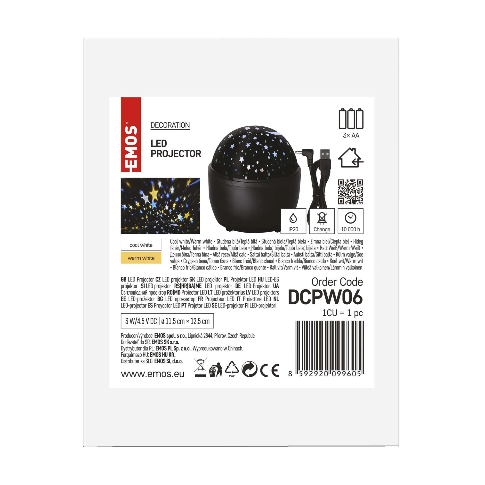 LED Christmas projector, stars, indoor, 3xAA