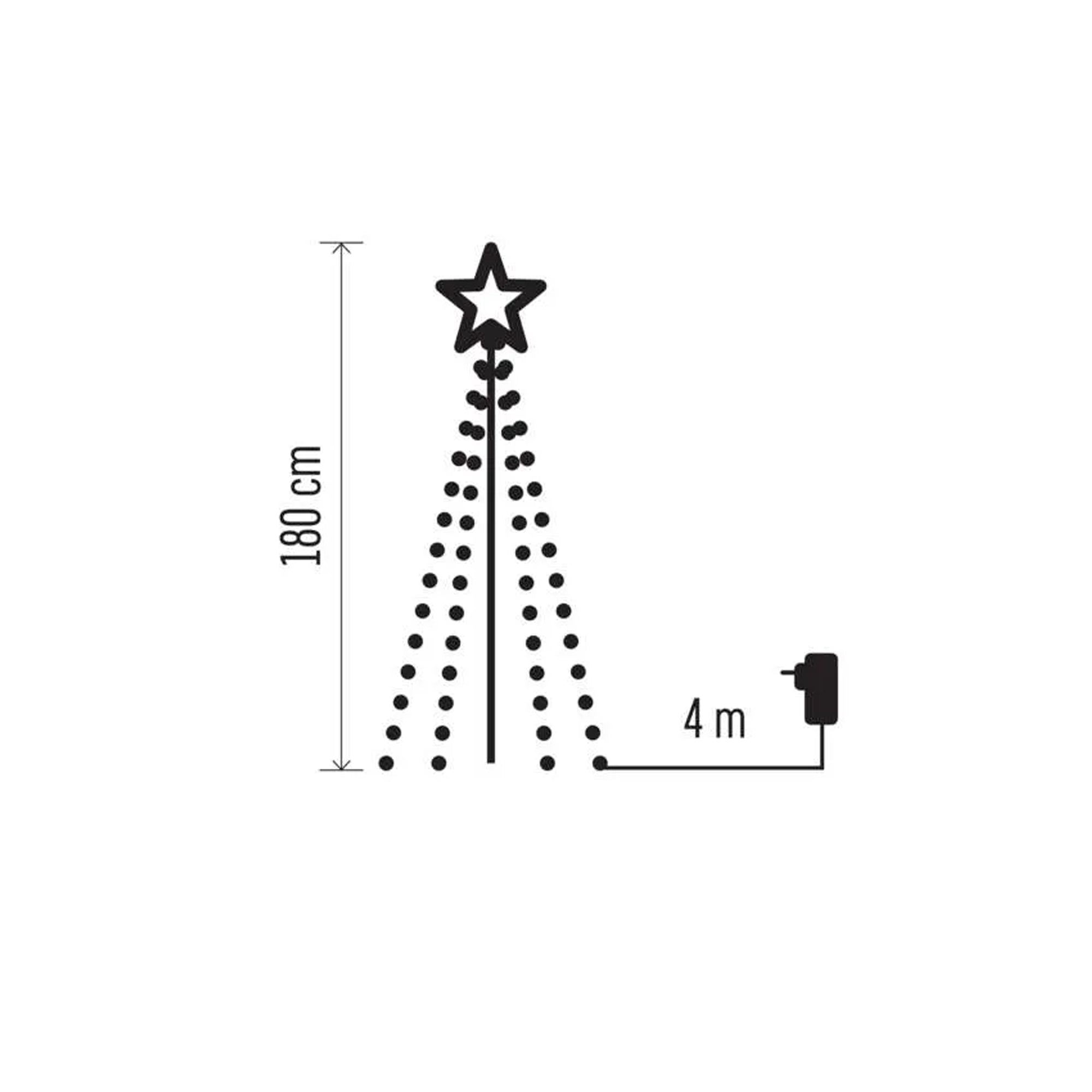LED božićno drvce, metalno, unutarnje i vanjsko, hladno bijela, timer, 180cm