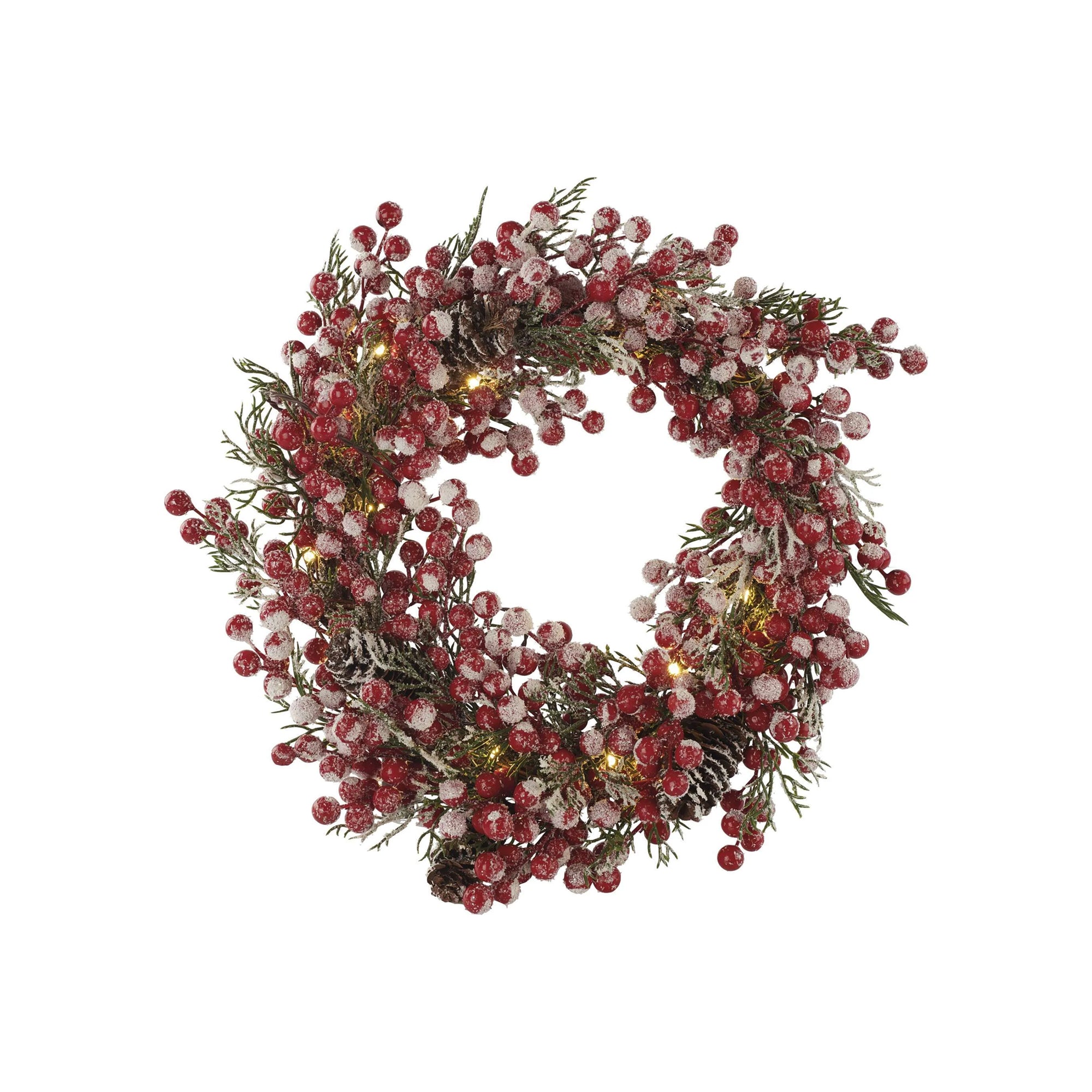 Božićni vijenac, ukrašeni, LED, toplo bijela, 3xAA, IP20, Ø380mm