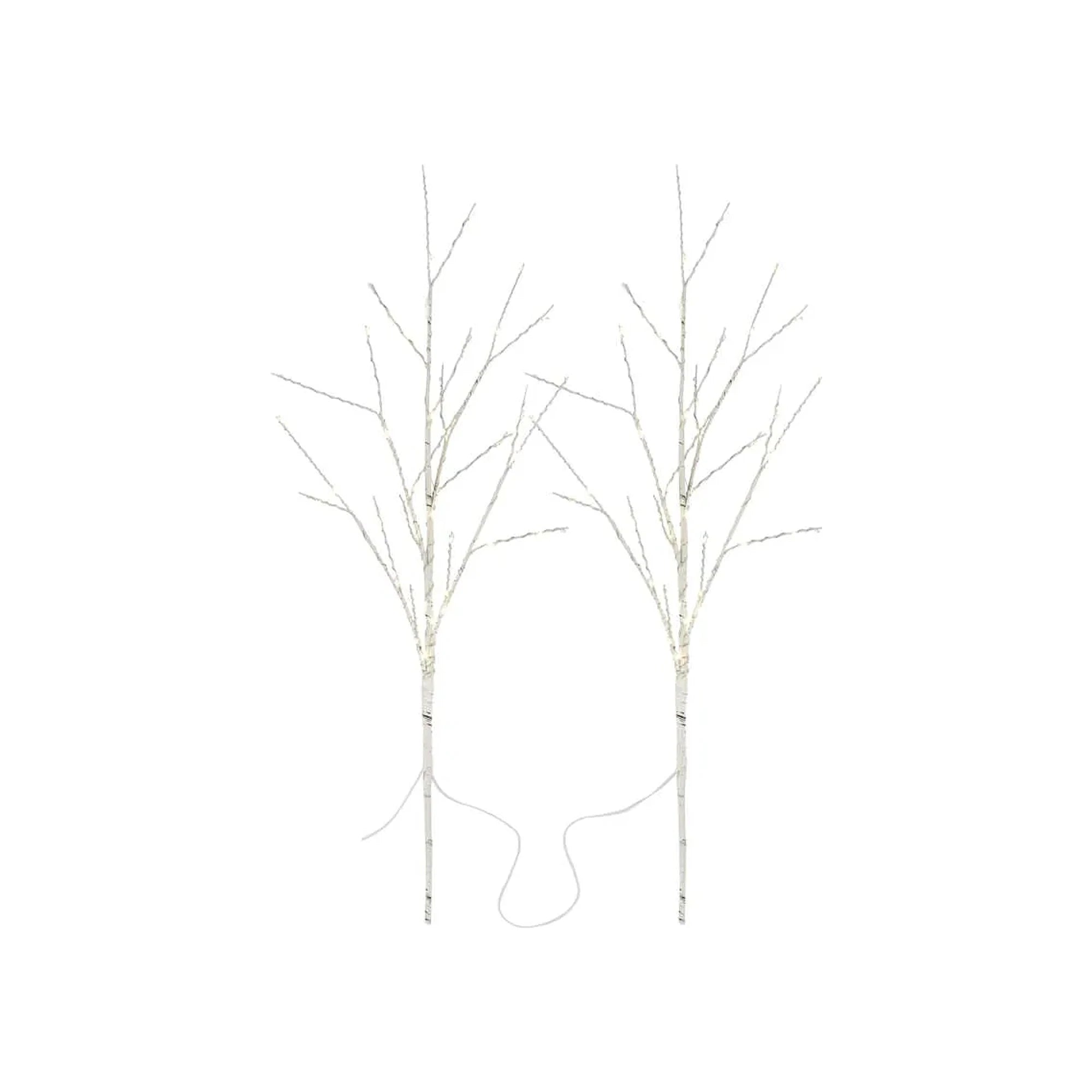 Božićna dekoracija, 2 grančice breze, LED, toplo bijela, 3xAA, IP44, 60cm