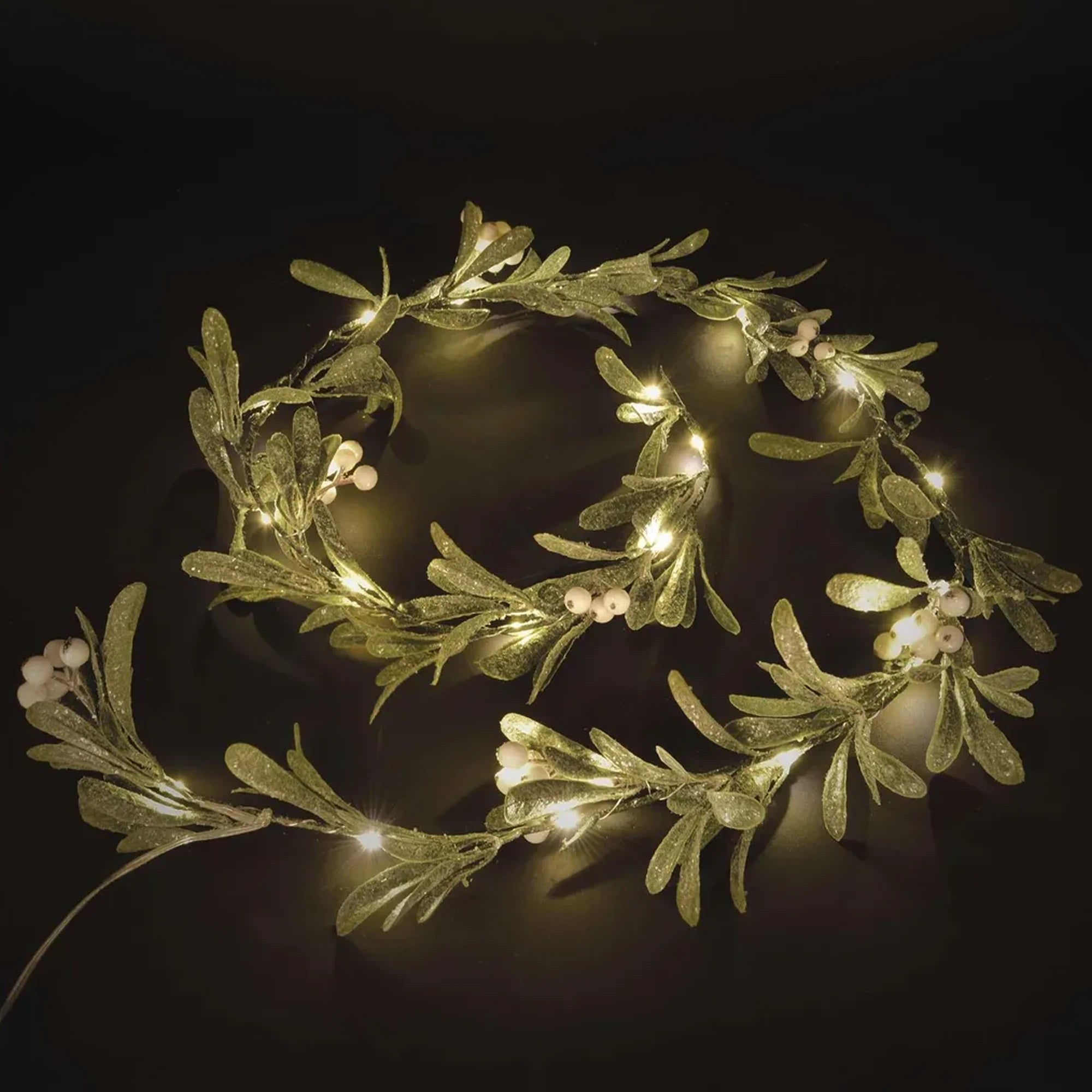 Božićna girlanda, imela, LED, toplo bijela, 3xAA, IP20, 1.5m