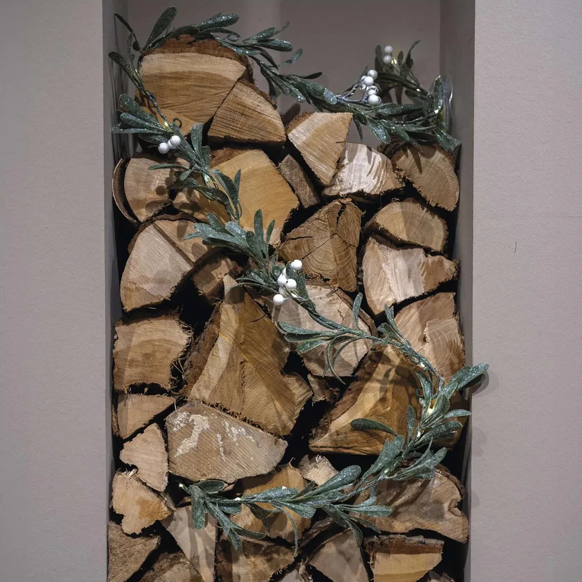 Božićna girlanda, imela, LED, toplo bijela, 3xAA, IP20, 1.5m