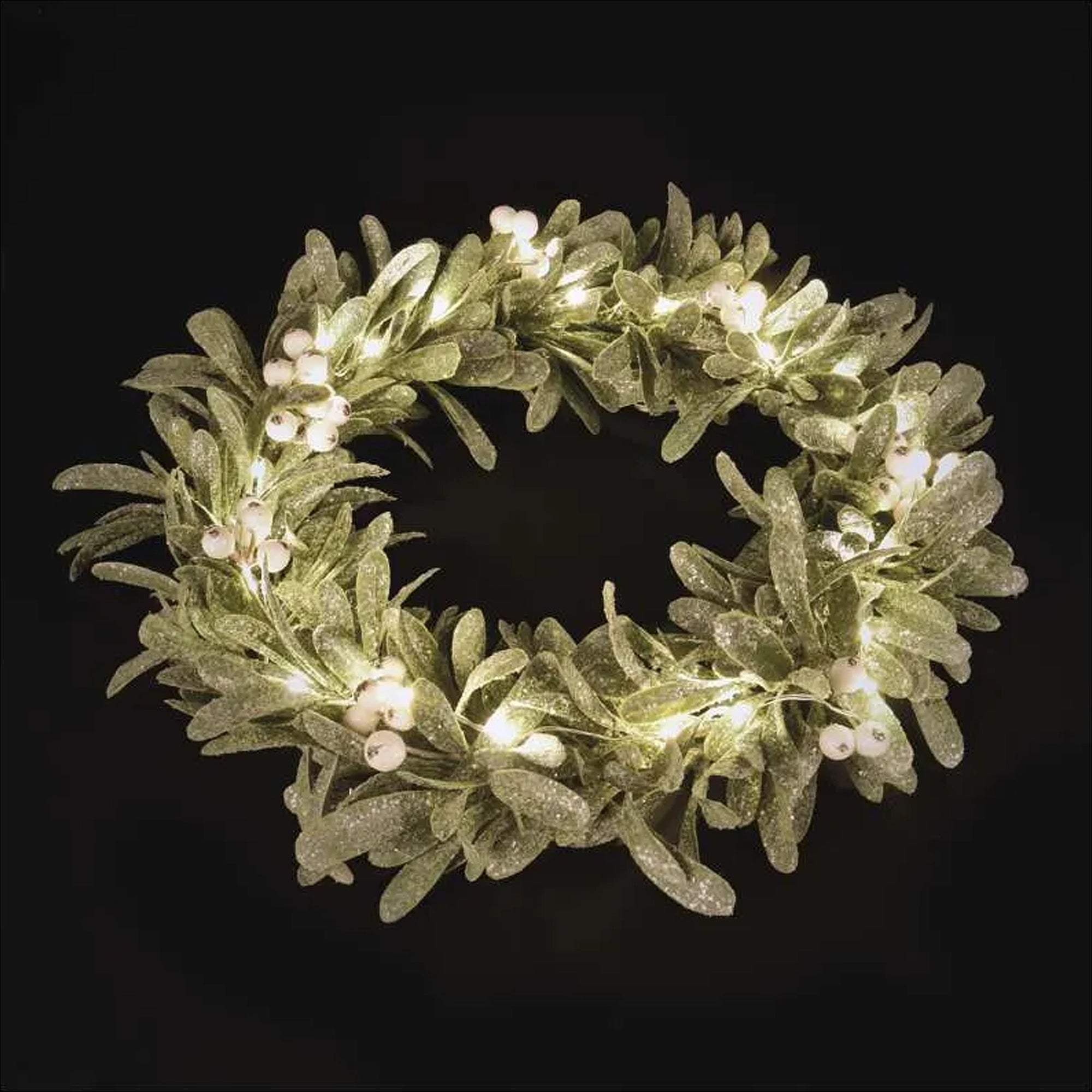 Božićni vijenac, imela, LED, toplo bijela, 3xAA, IP20, 35cm