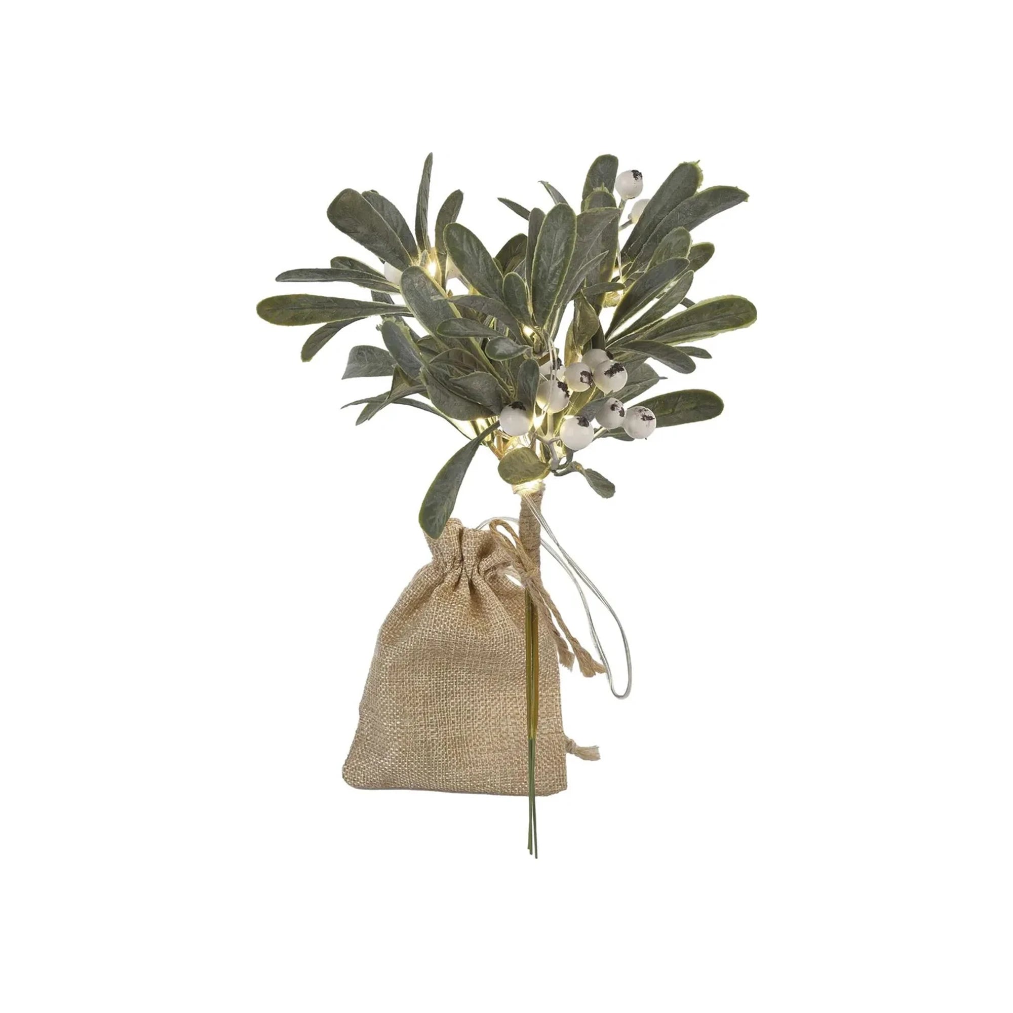 Božićna dekoracija, grančica imele, LED, toplo bijela, 2xAA, IP20, 30cm