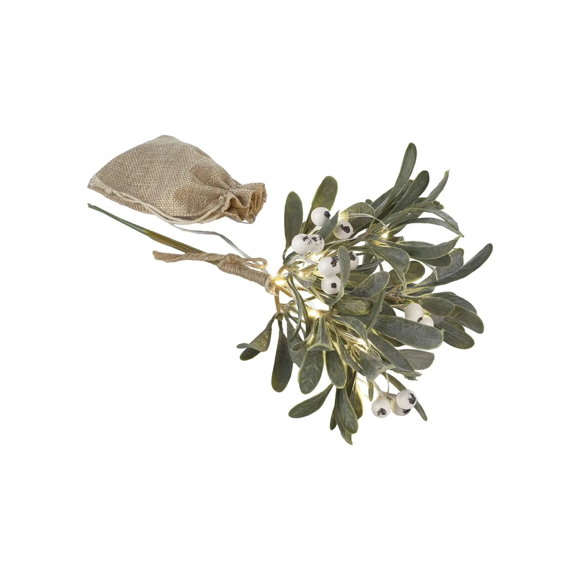 Božićna dekoracija, grančica imele, LED, toplo bijela, 2xAA, IP20, 30cm