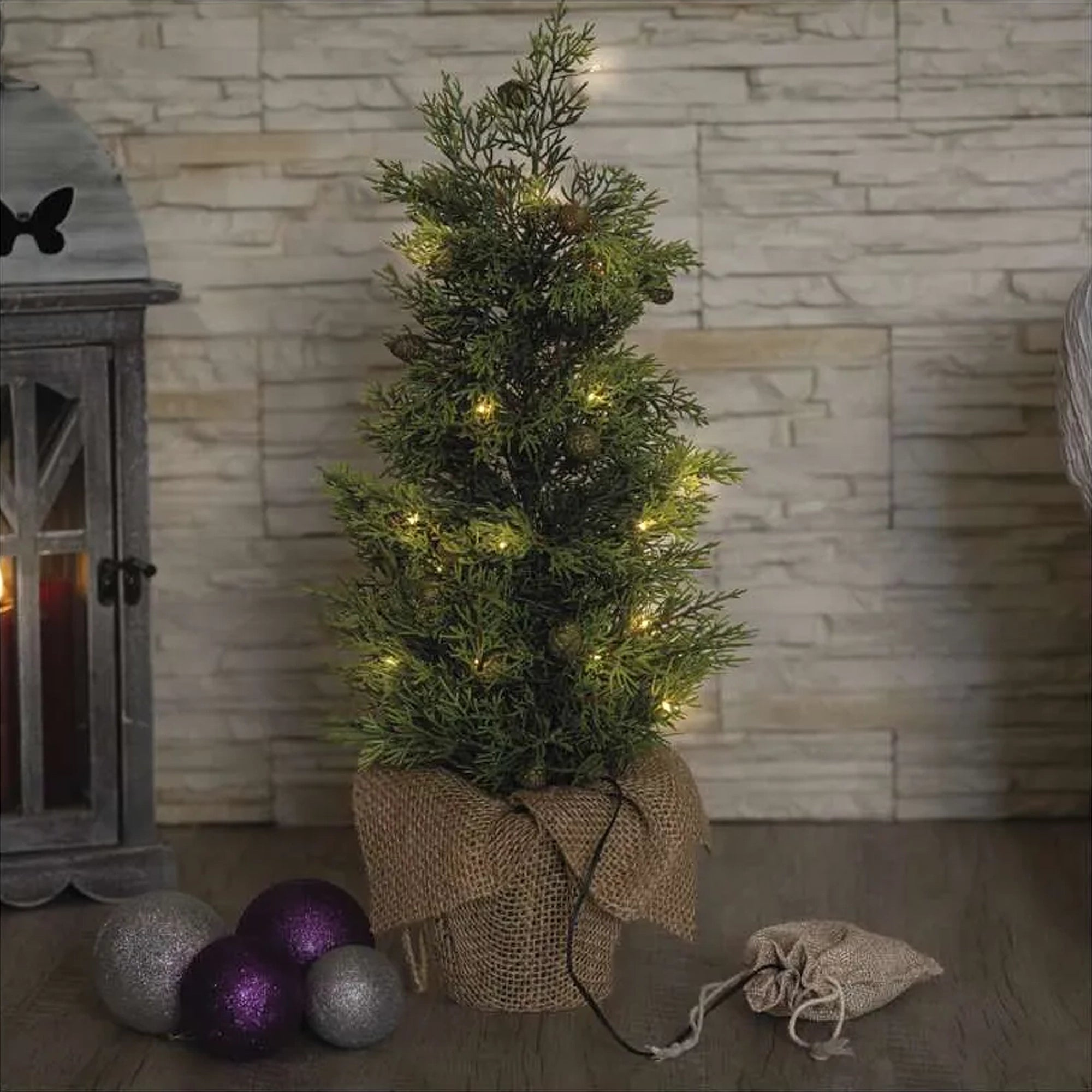 Božićno drvce, LED, toplo bijela, 3xAA, IP44, 50cm