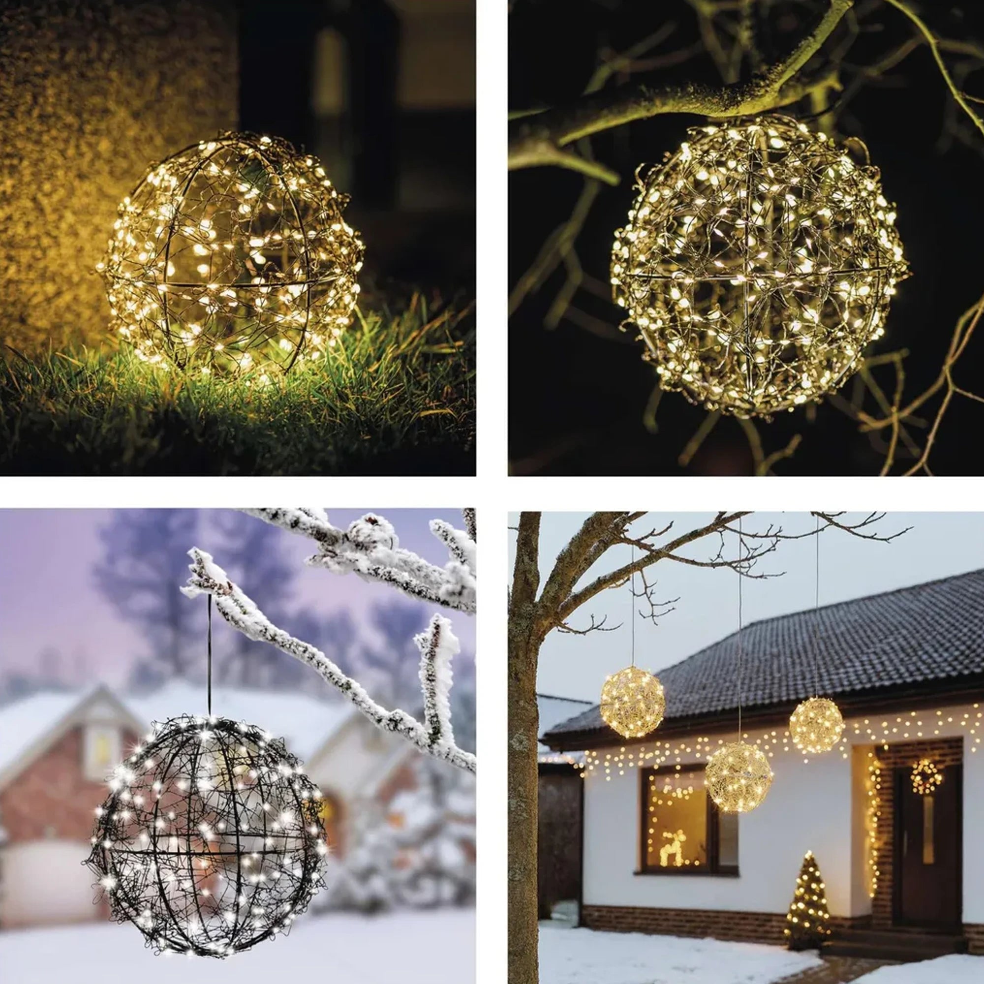 Božićna kugla, 200 lampica, LED, toplo bijela, IP44, 20cm