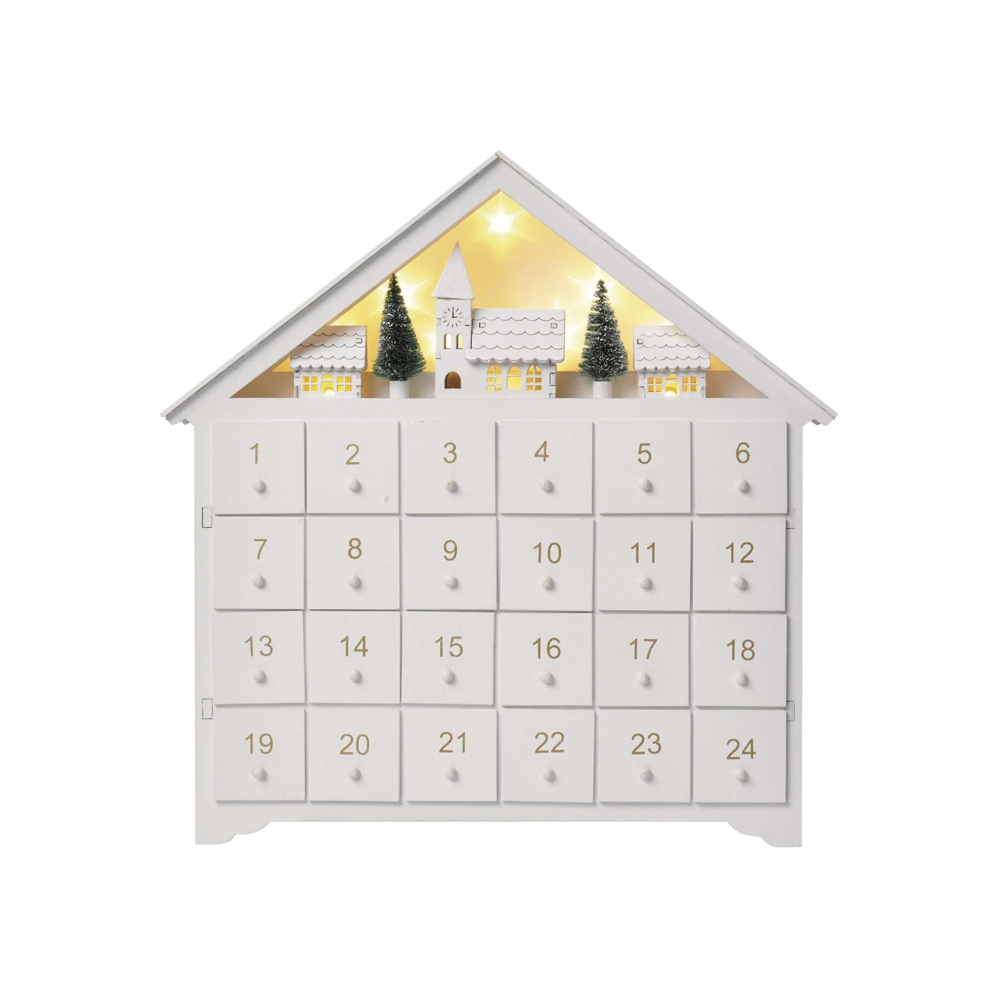 Adventski kalendar, drveni, LED, toplo bijela, 2xAA, IP20, 35cm