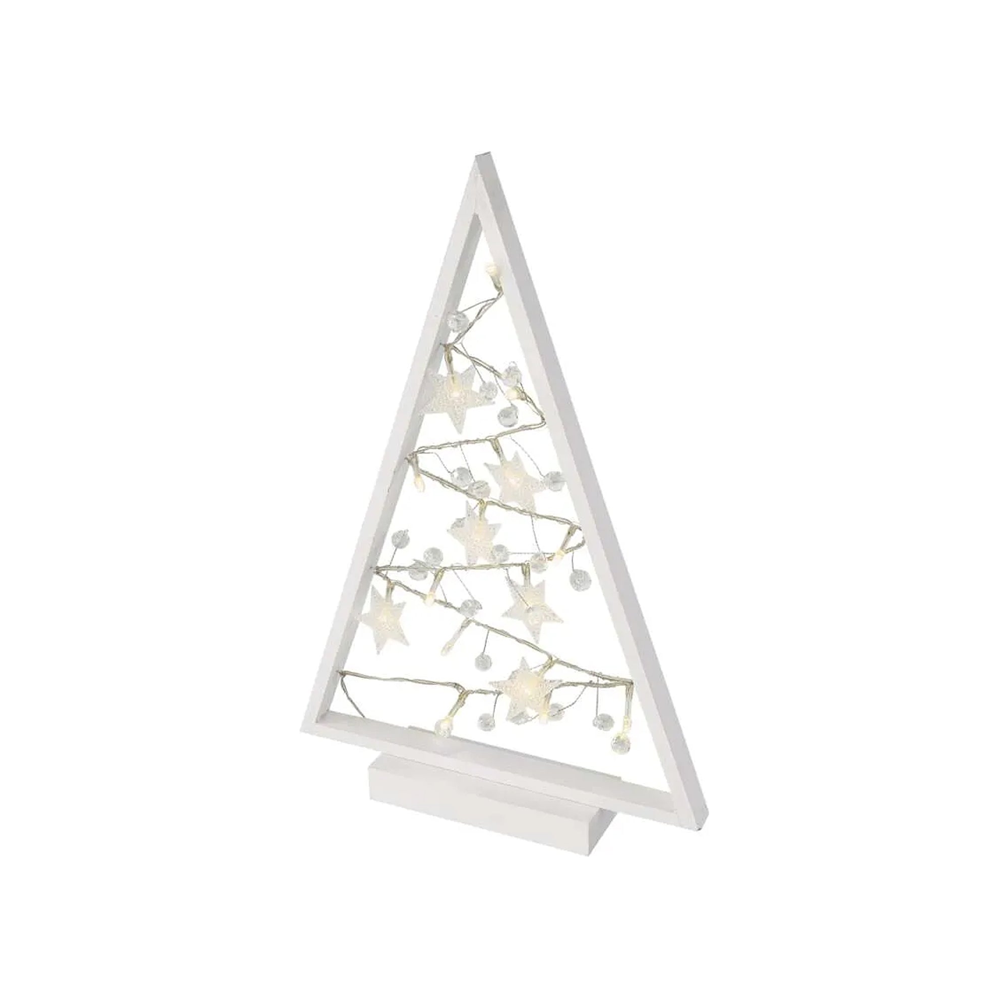 LED Christmas tree with decorations, indoor, warm white, timer, 2xAA