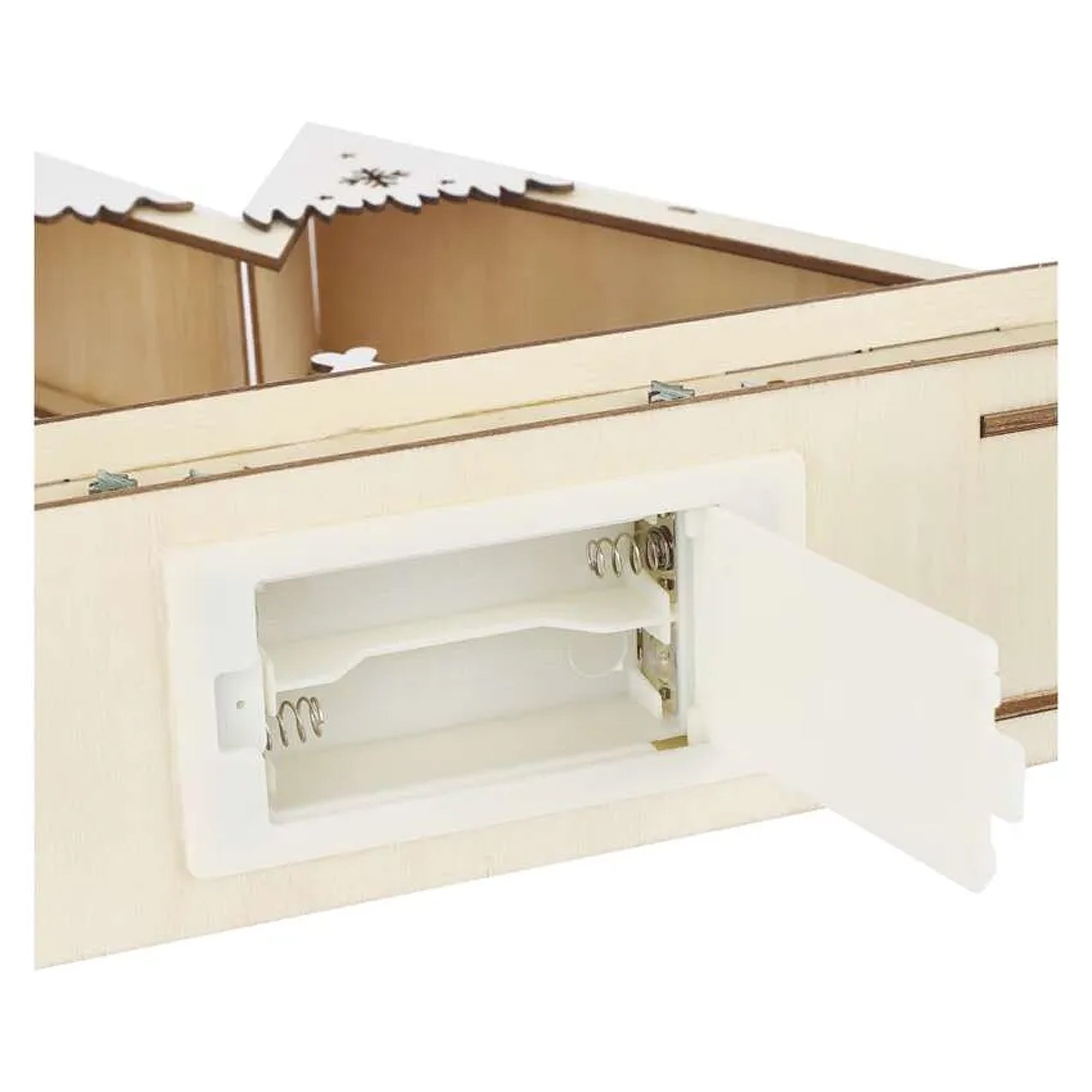 LED Christmas decoration, Christmas landscape, indoor, wooden, warm white, timer, 2xAA