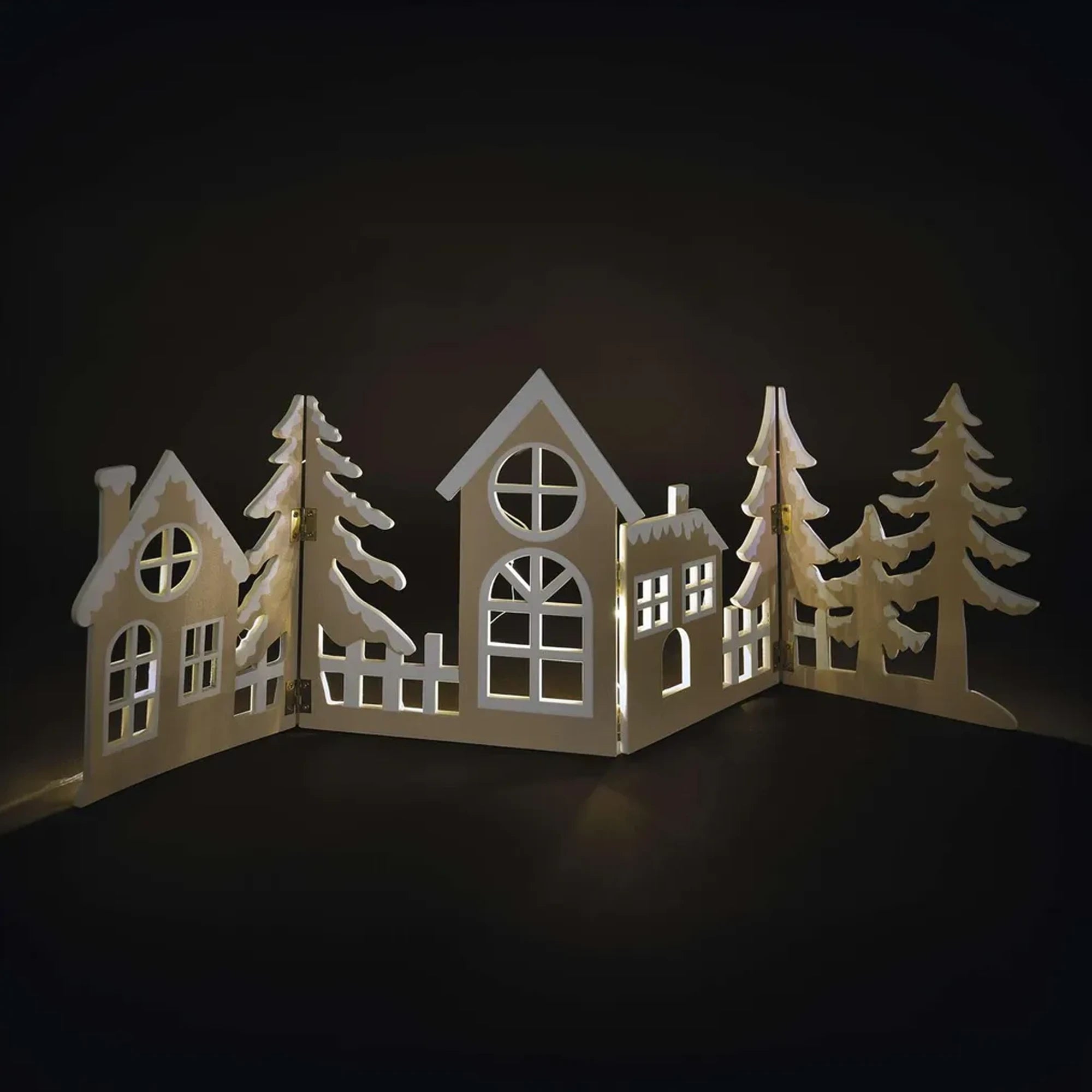 Božićna dekoracija, selo, drveno, LED, toplo bijela, 2xAA, IP20, 19cm