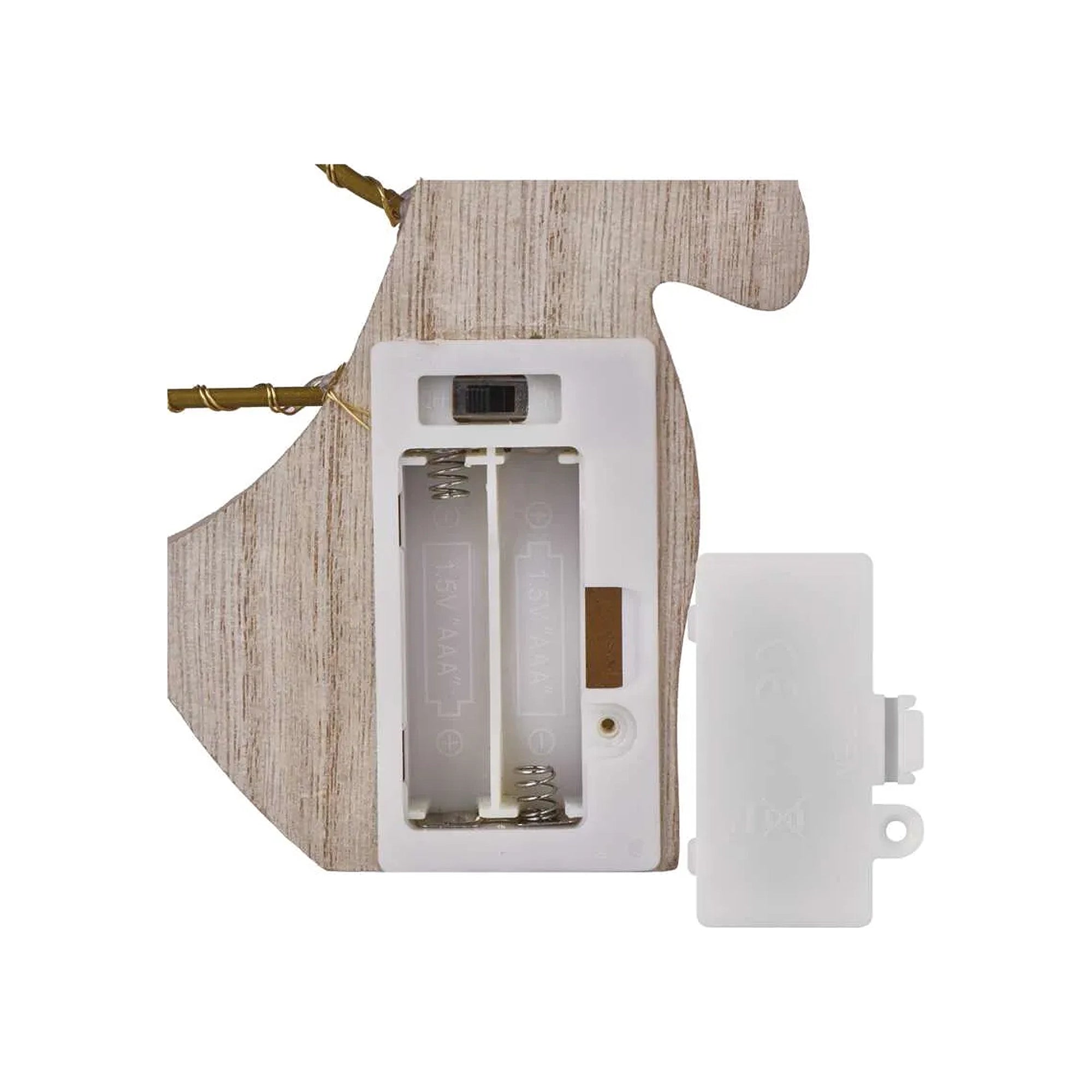 Božićna dekoracija, anđeo, drveni, LED, toplo bijela, 2xAAA, IP20, 13cm