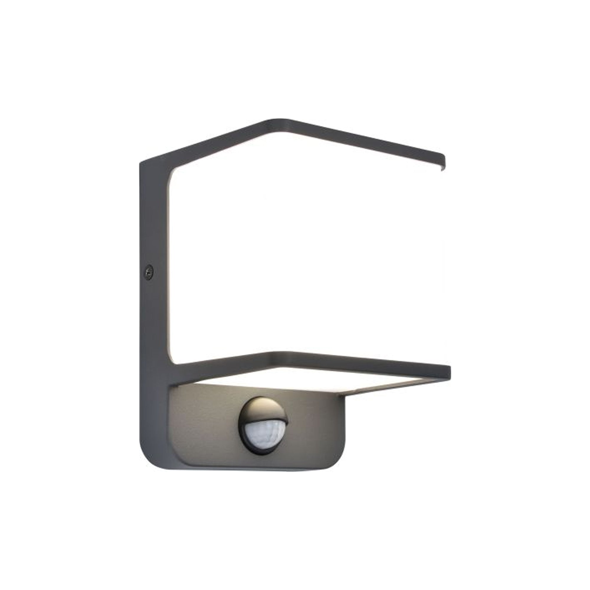 DOBLO LED zidna svjetiljka, senzor pokreta, tamno siva, 14W, 4000K, IP54, 146mm