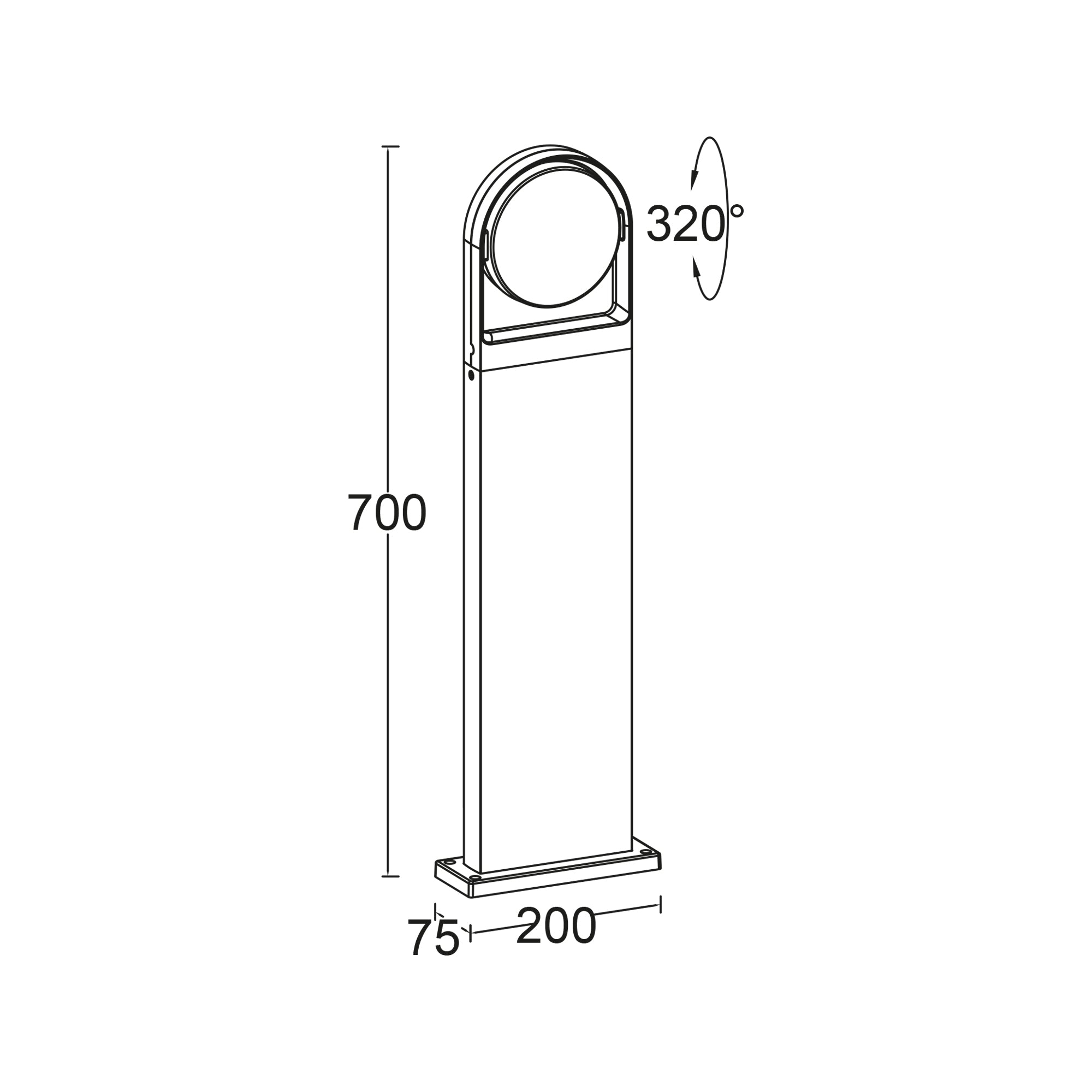 FELE LED vrtna svjetiljka, tamno siva, 13.5W, 3000K, IP54, 700mm