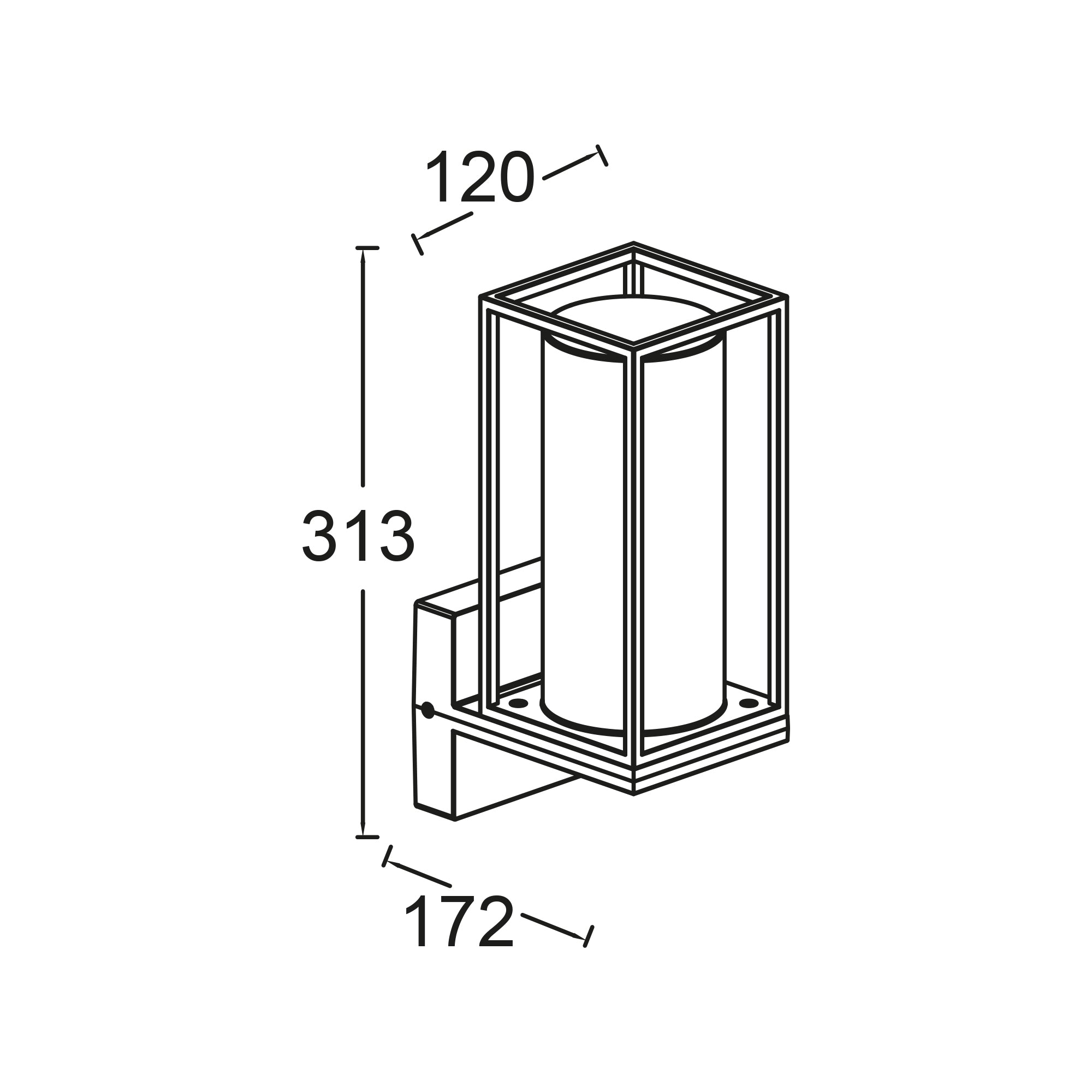 FLAIR zidna svjetiljka, mat crna, 1xE27, IP44, 313mm