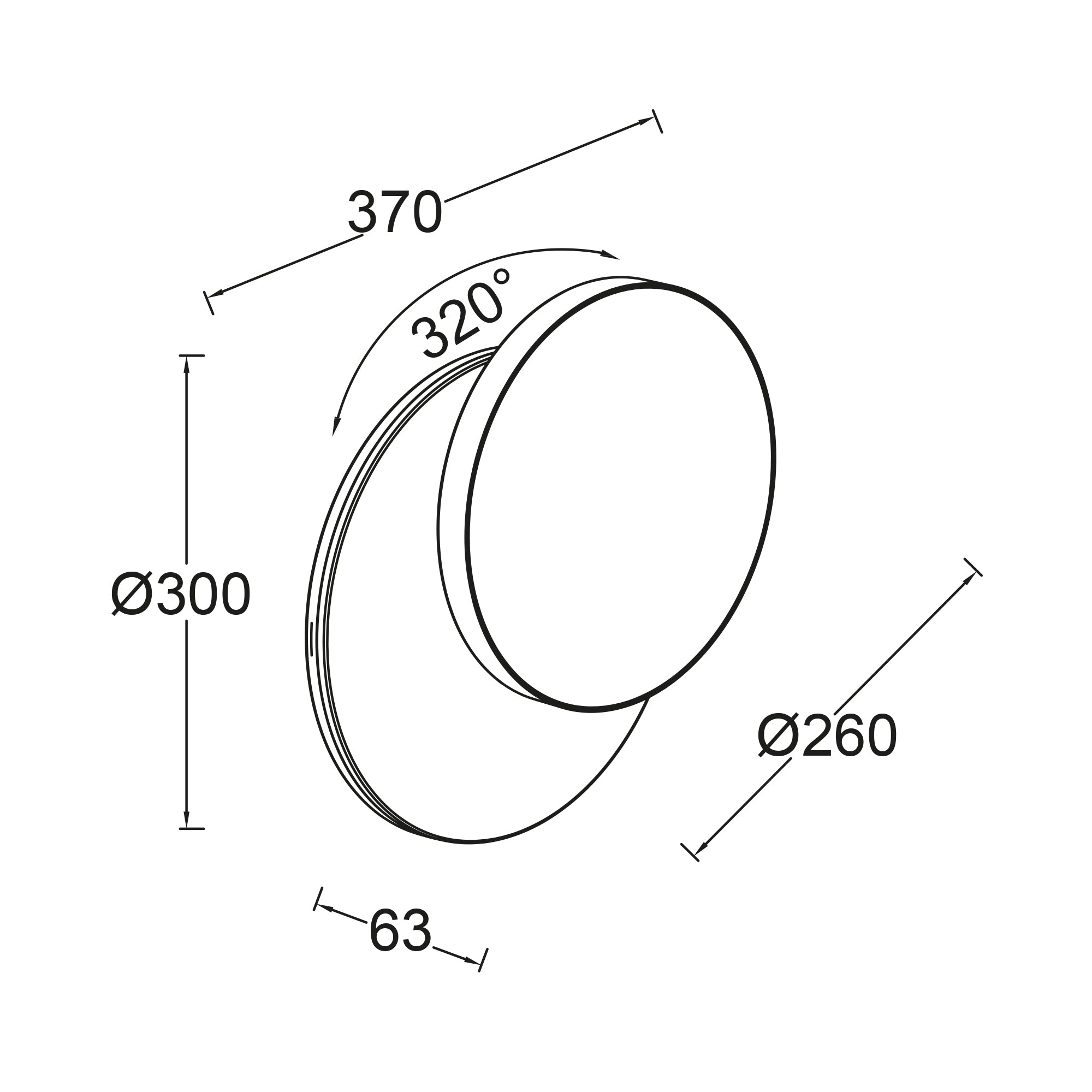 GOLETA LED stropna svjetiljka, mat crna, 24.3W, 3000K/4000K, IP54, Ø300mm