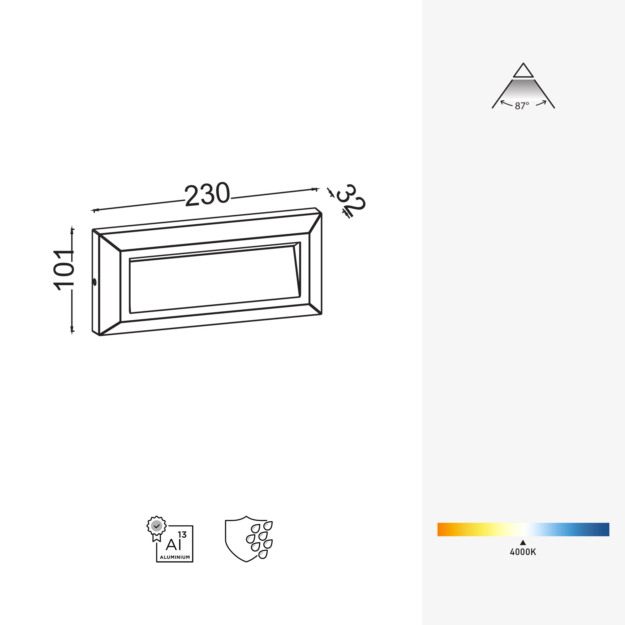 HELENA LED zidna svjetiljka, tamno siva, 14W, 4000K, IP54, 101mm