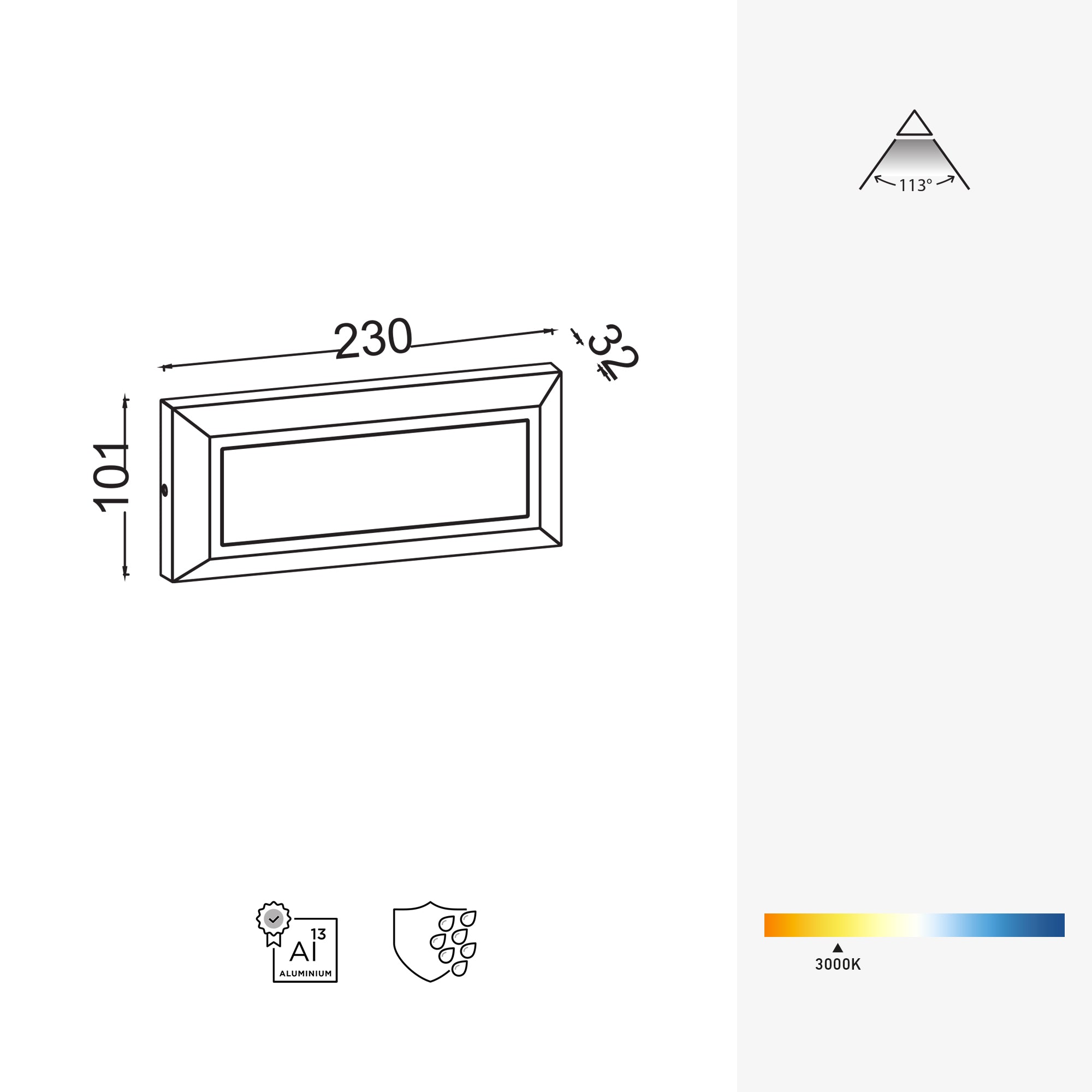 HELENA LED zidna svjetiljka, mat crna, 11W, 3000K, IP54, 101mm