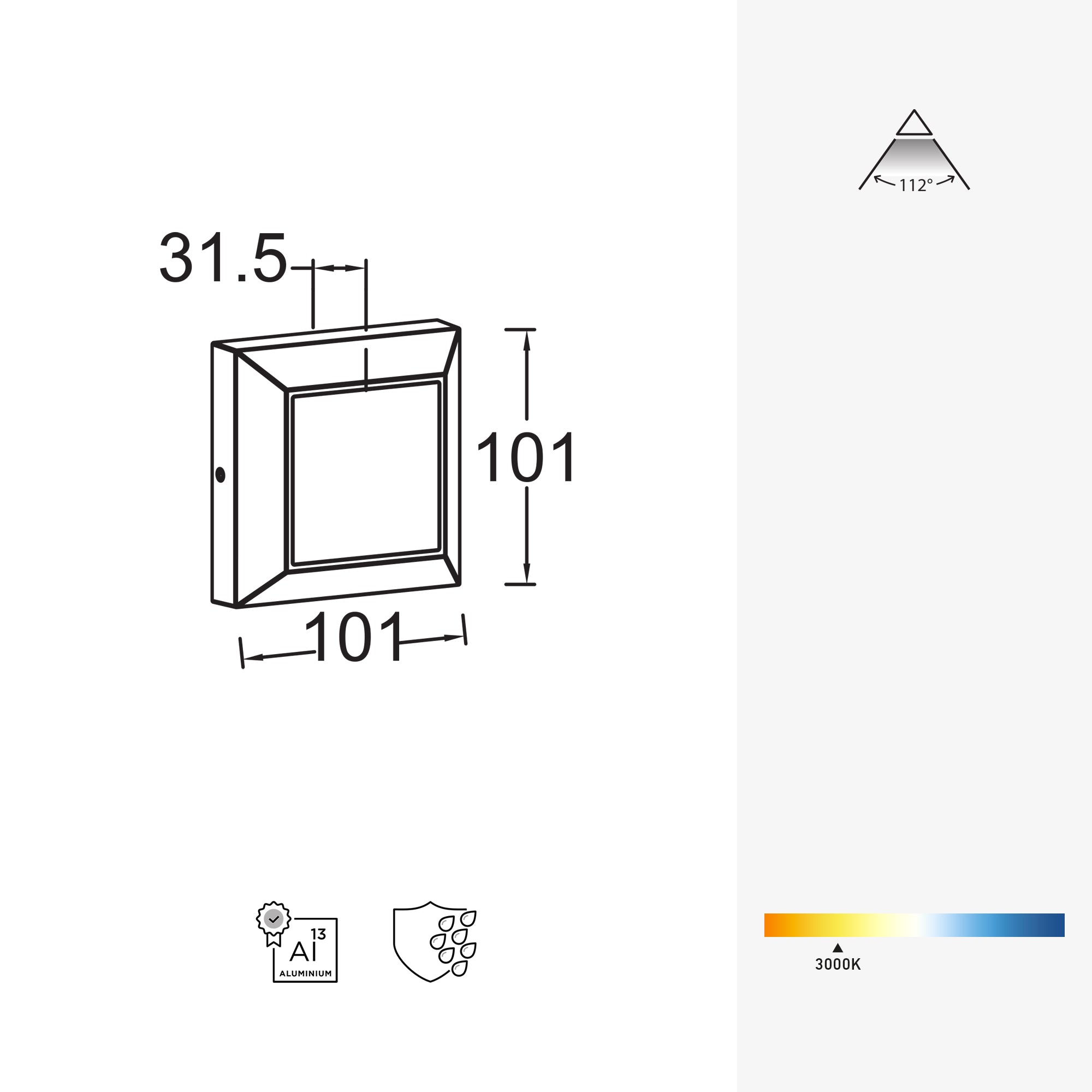 HELENA LED zidna svjetiljka, mat crna, 4.1W, 3000K, IP54, 101mm